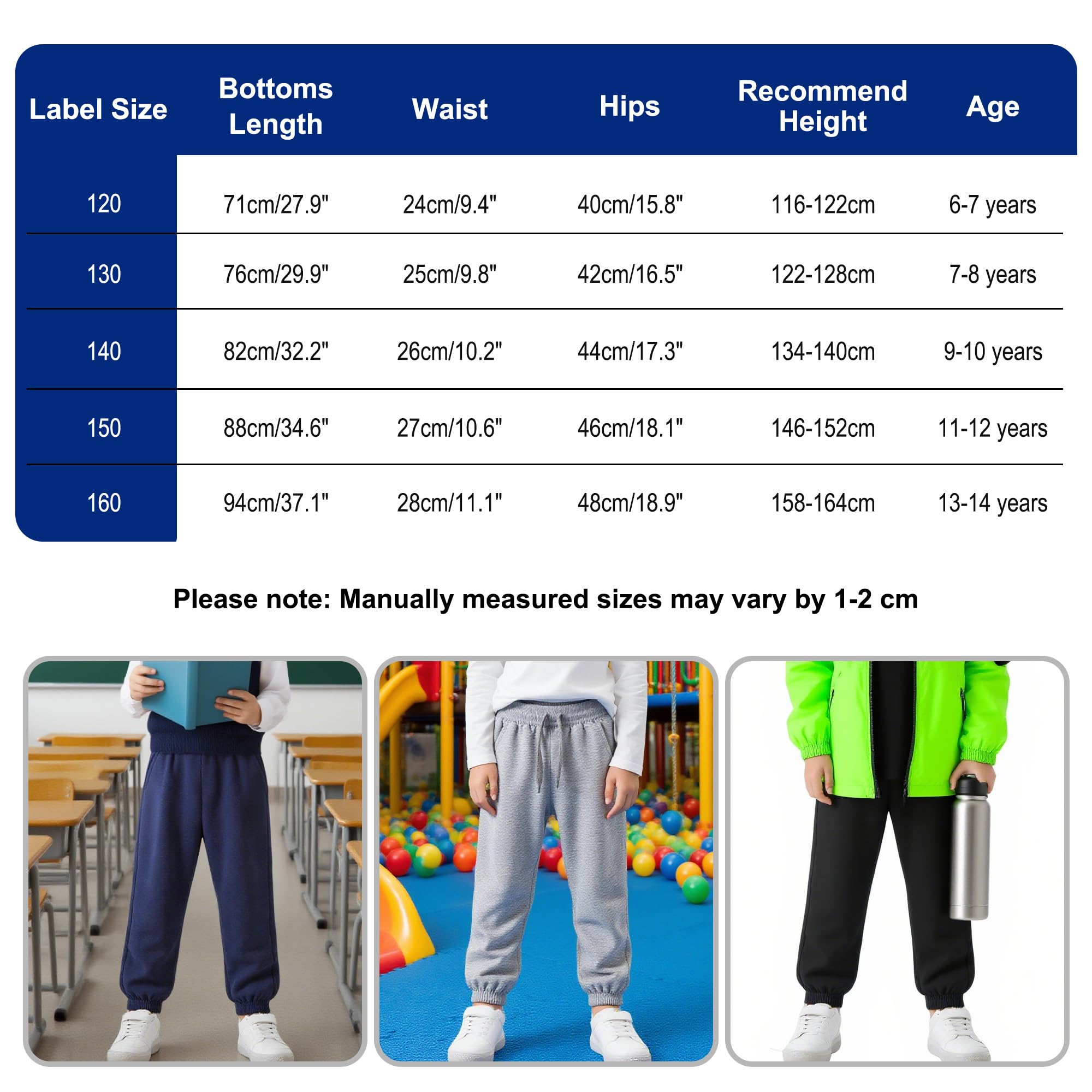 Pantaloni da Jogging Bambino Ragazzi Cotone Morbido Vita Elastica Coulisse Regolabile Tasche Sportivi 4-12 Anni