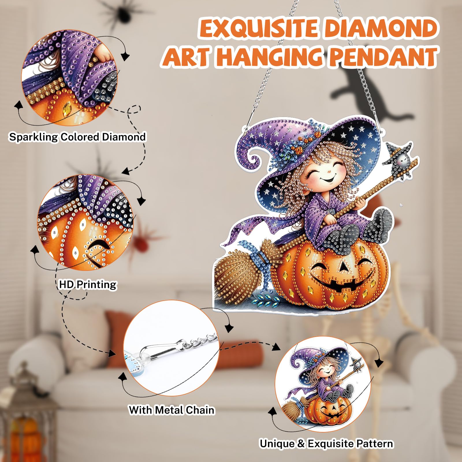 Lxmsja Décorations D'Halloween à Suspendre Avec Chaîne Pour