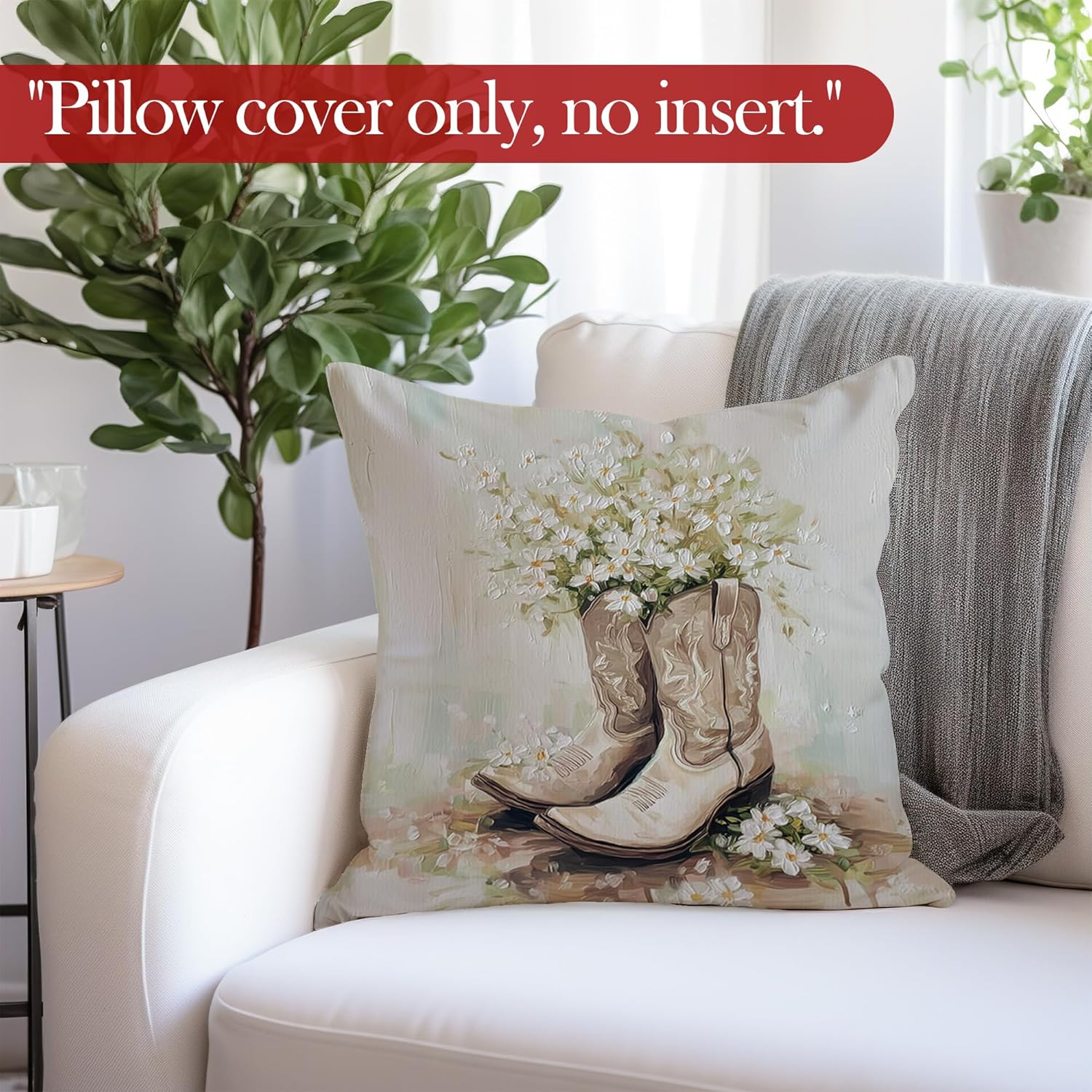 Vintage Western Cowgirl Throw Pillow Covers, Cowgirl Room Decor, Neutral Rustic Western Boots Decorative Pillowcases Cushion Cases for Home Bedroom Living Room Decor, 18x18 Pillow Covers - Image 4