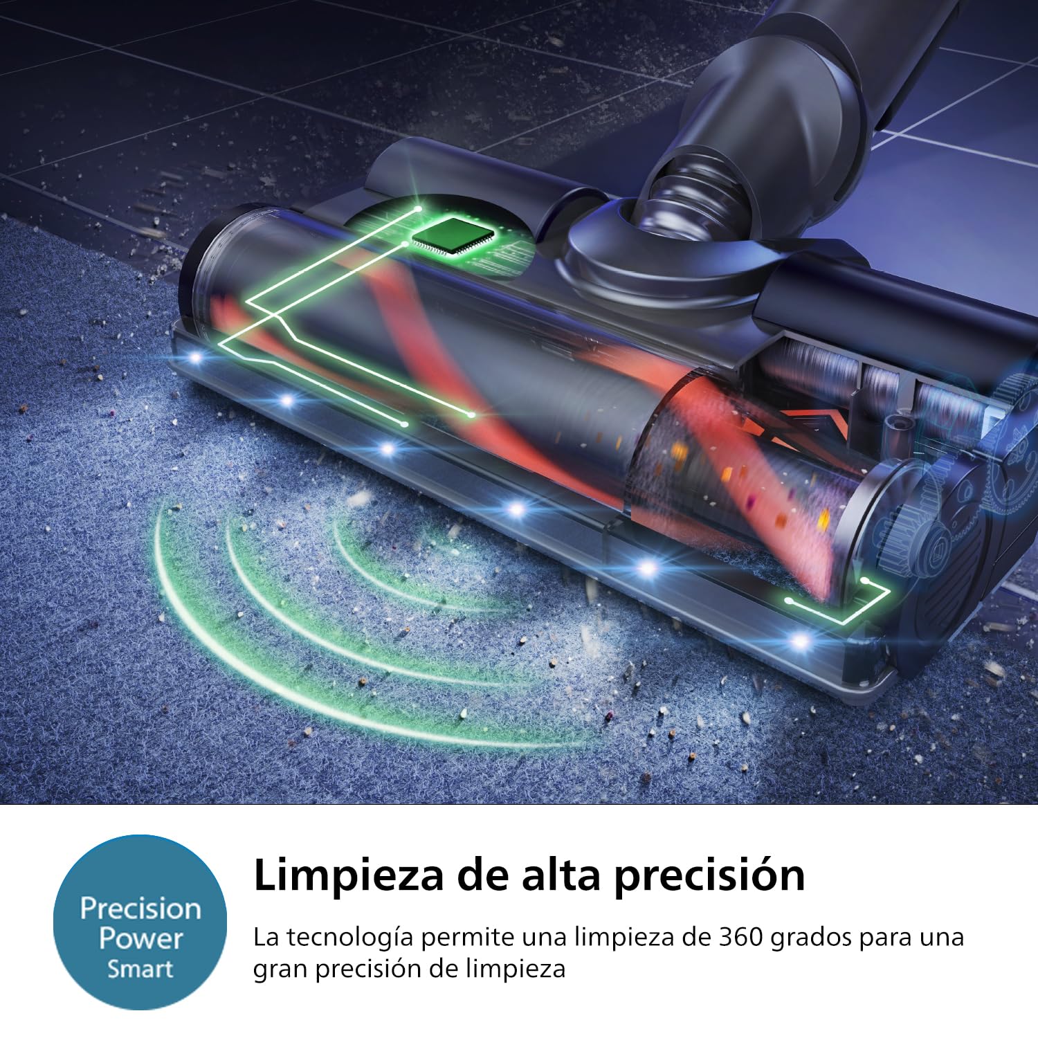 PHILIPS Aspiradora sin Cable Serie 7000 Aqua, Motor Digital, Tecnología PowerCyclone 12, con Luces LED, Módulo Aqua acoplable, hasta 80 min de autonomía, con 2 Accesorios, Azul (XC7053/01)