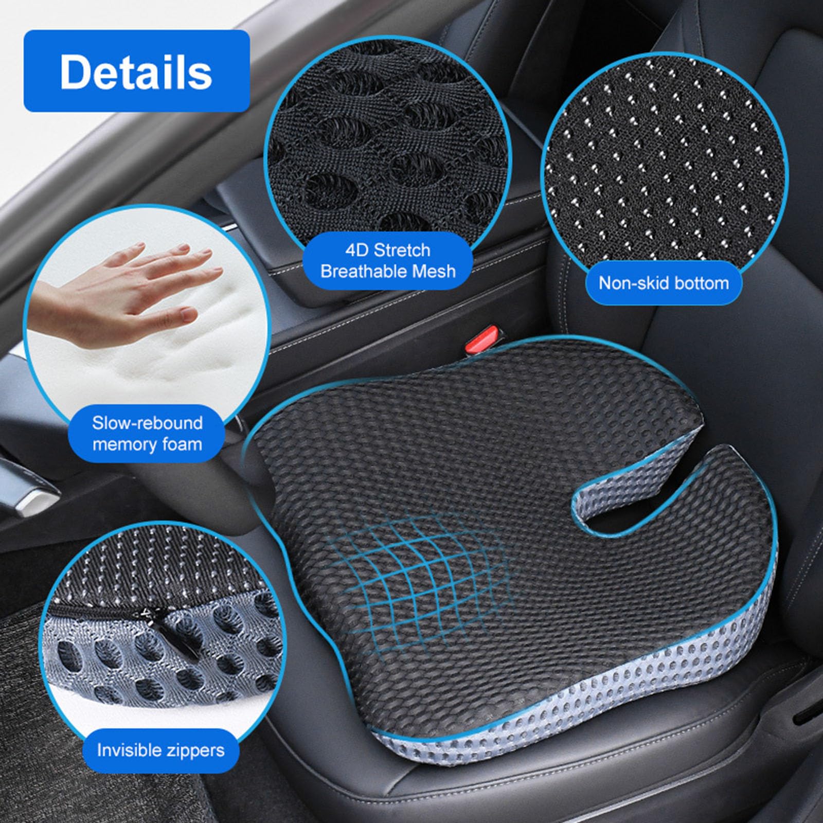 Cuscino per Seggiolino Auto per la Guida, Base Antiscivolo, Compatibile con Aston Martin Rapide Lagonda Taraf Rapide E