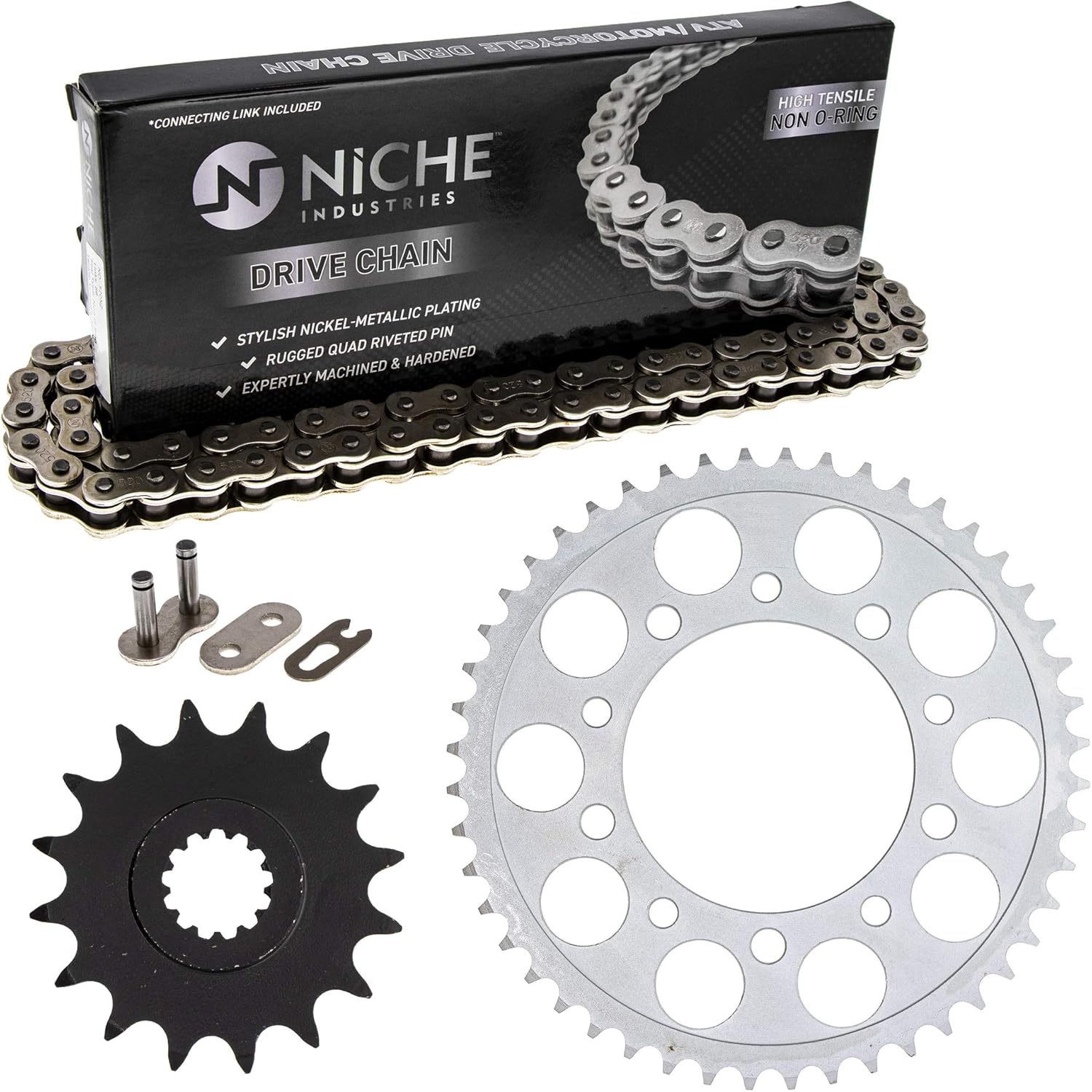 NICHE Drive Sprocket Chain Combo for Yamaha YZF-R6 Front 16 Rear 48 Tooth 520NZ Standard 116 Links