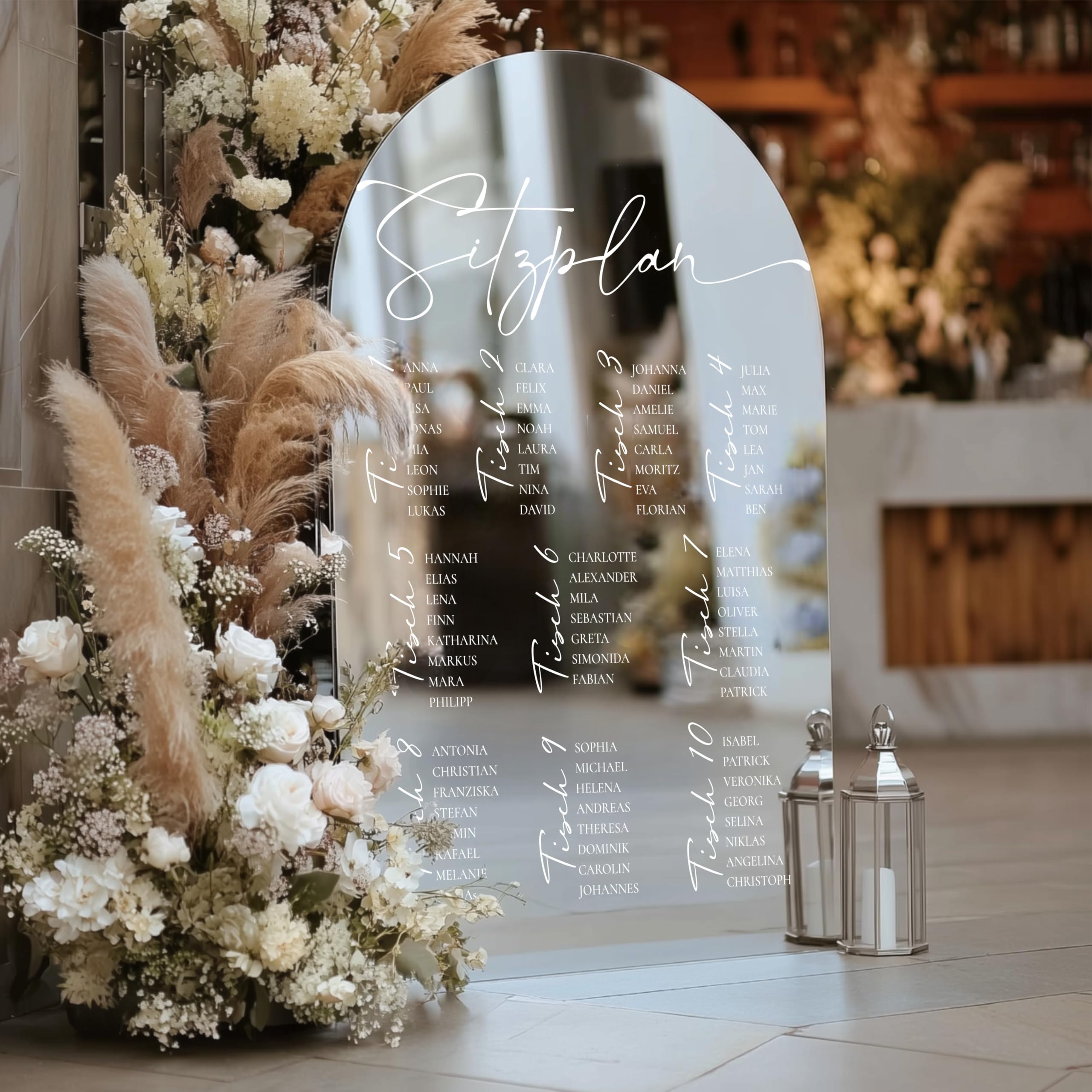 Manschin-Laserdesign Sitzplan Acrylglas Spiegel personalisiert - Made in Germany - Schild für Hochzeit