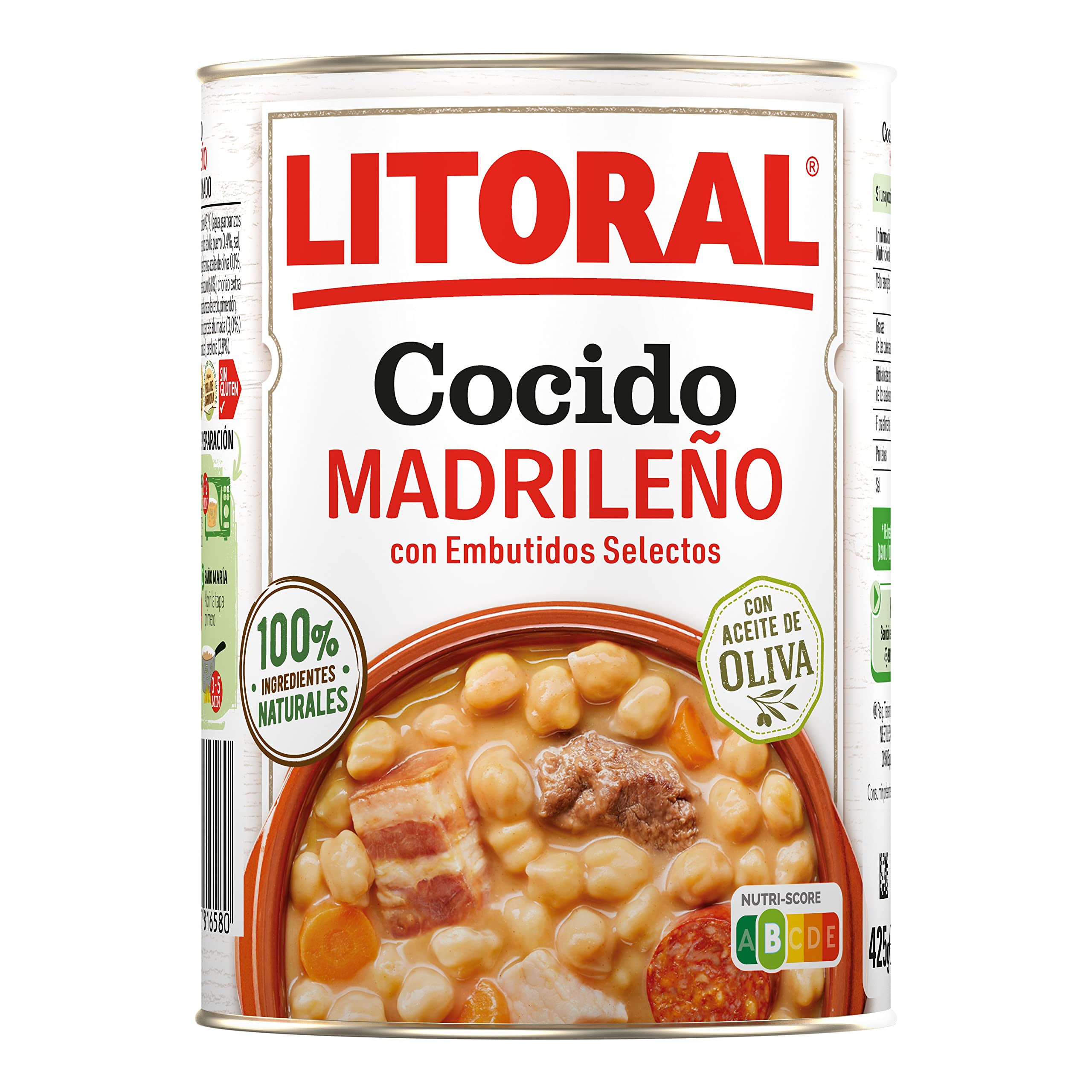 LITORAL Cocido Madrileño Plato Preparado Sin Gluten Pack 6x425g 2.55kg