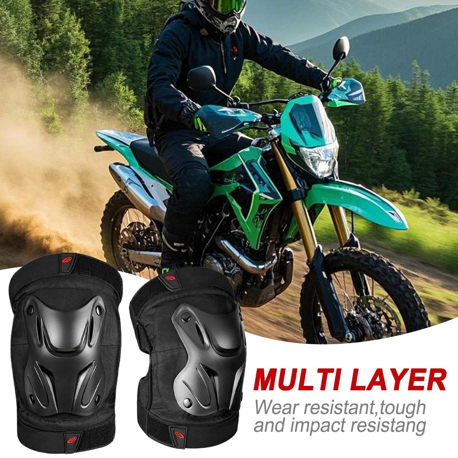 Protectores de rodilla de motocross, protectores de rodilla de motocicleta - Protectores ajustables, soportes para codos y rodillas, accesorios de motocicleta, equipo de protección contra