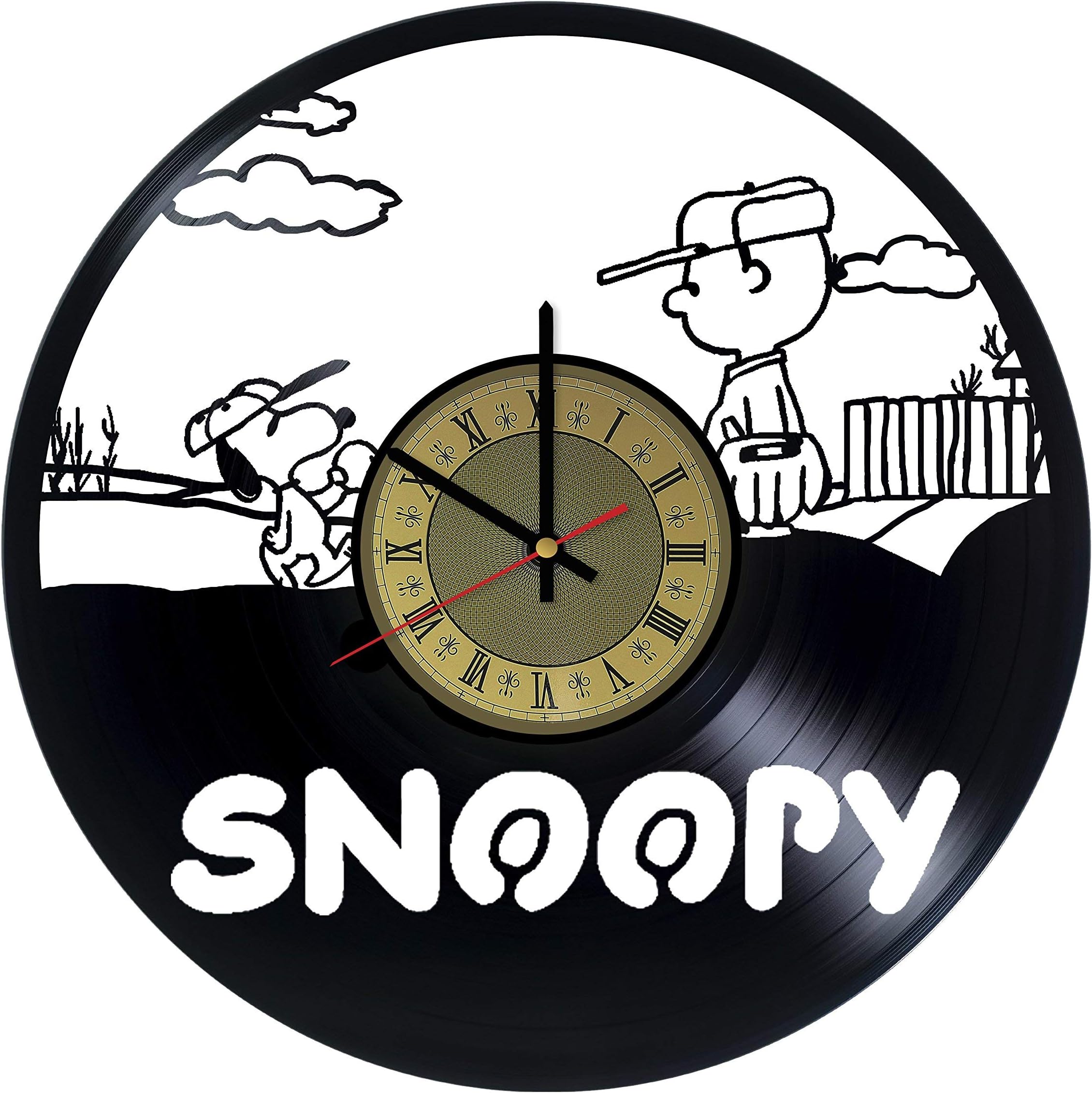 Snoopy Charlie Brown Comic Strip Peanuts Design Art Decor Vinyl Record Wall Clock - Gift idea for Girls Boys Sister and Brother - Home & Office Bedroom Nursery Room Wall Decor - Customize Your Clock