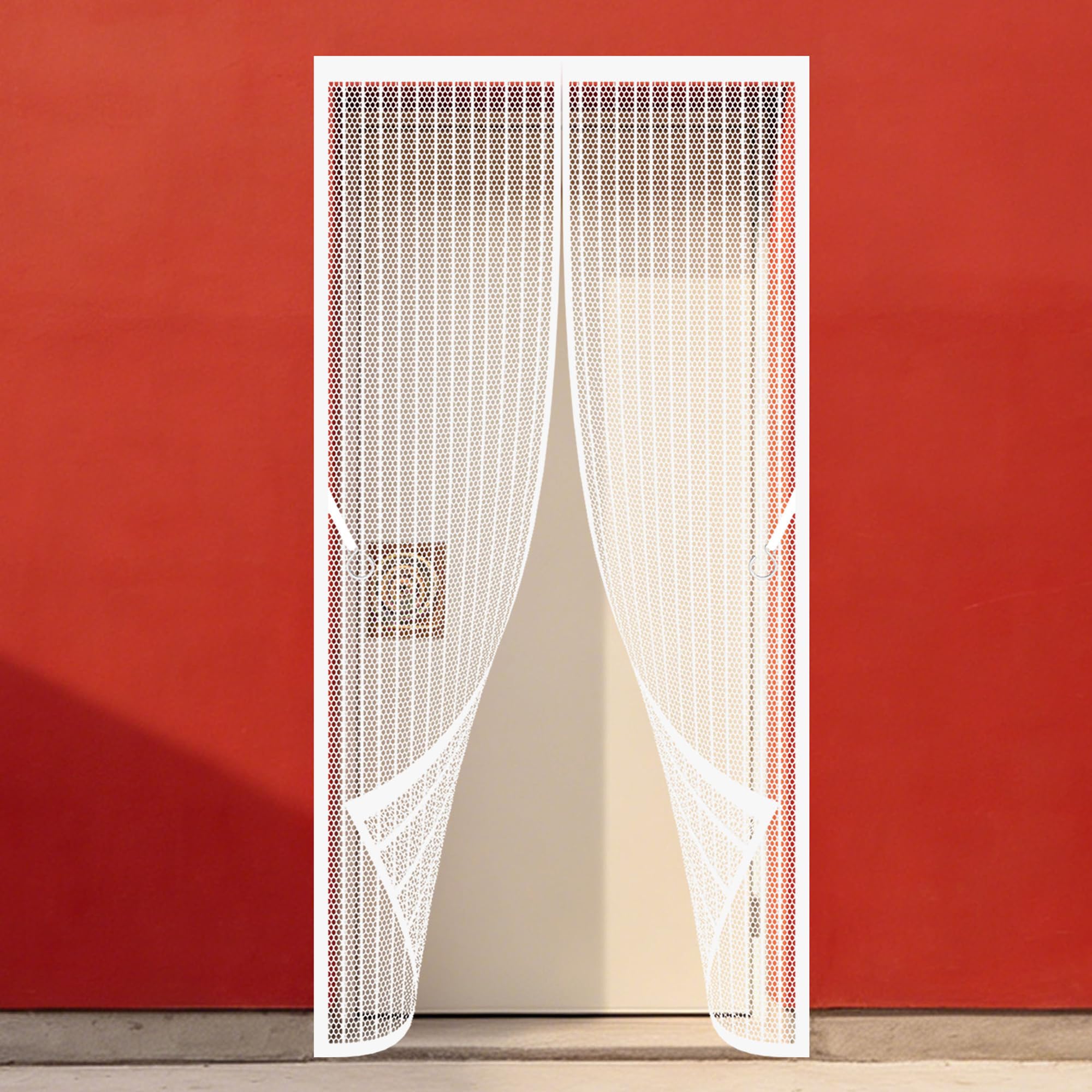 Zhiqxue White Magnetic Screen Fly Doors 129 X 198 Cm Self Sealing, Hands Free Fly Insect Screen Door Keeps Bugs Out Suitable For Patio Room Balcony Bedroom,
