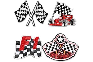 4 Pcs Checkered Racing Flag Patches, Classic Black & White F1 Racing...