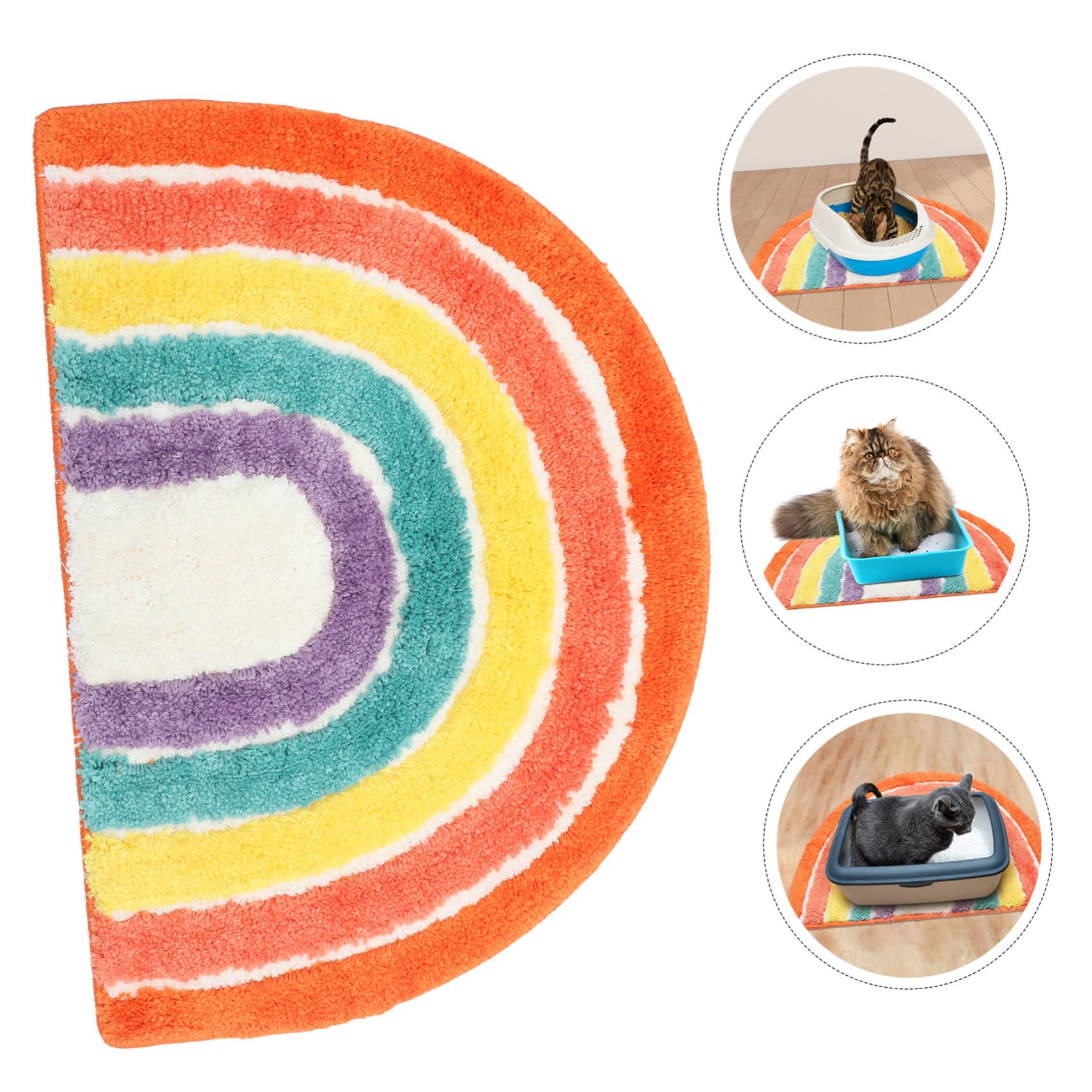 Große Rutschfeste Katzenstreu Matte mit Regenbogen Design Langlebige Katzenklo Unterlage zur Effektiven Streuaufnahme und Einfache für Saubere Katzenbereiche