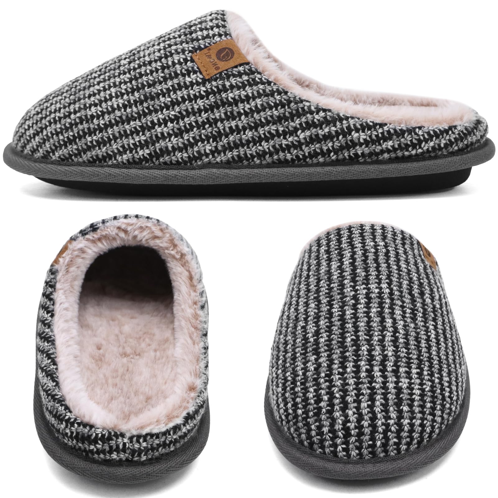 ONCAI Pantofole da Uomo Invernali, Comoda Memory Foam Calde Scarpe da Casa in Lana Con Suola Antiscivolo Taglia 40-49 EU