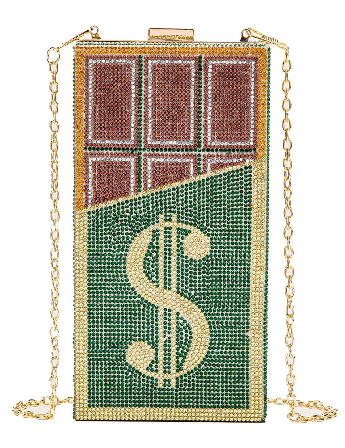 LETODE Women Dollars Money Clutch Evening Bag Rhinestone Handbags Crystal Clutch Purse Bling Wedding Cocktail Party