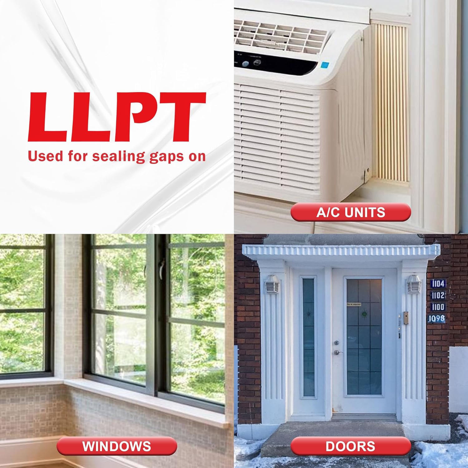 LLPT Transparent Weather Stripping Tape 4” x 108 Ft for Window and Door Ultra High Performance Weather Resistant Tape for Window Draft Insulation No Mess (WWT408)