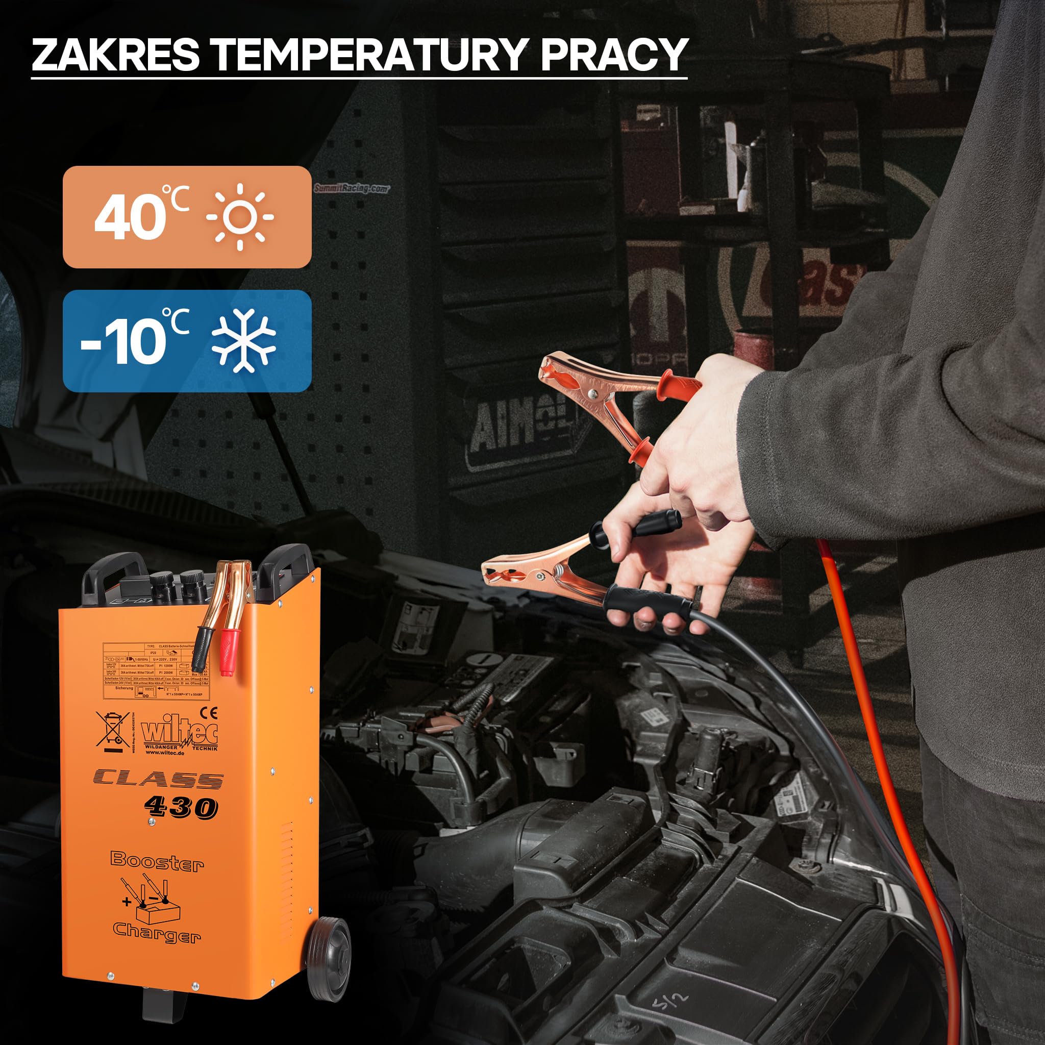 Wiltec Prostownik do akumulatora 12V 24V ładowarka baterii LKW motocykla samochodu Boost 430