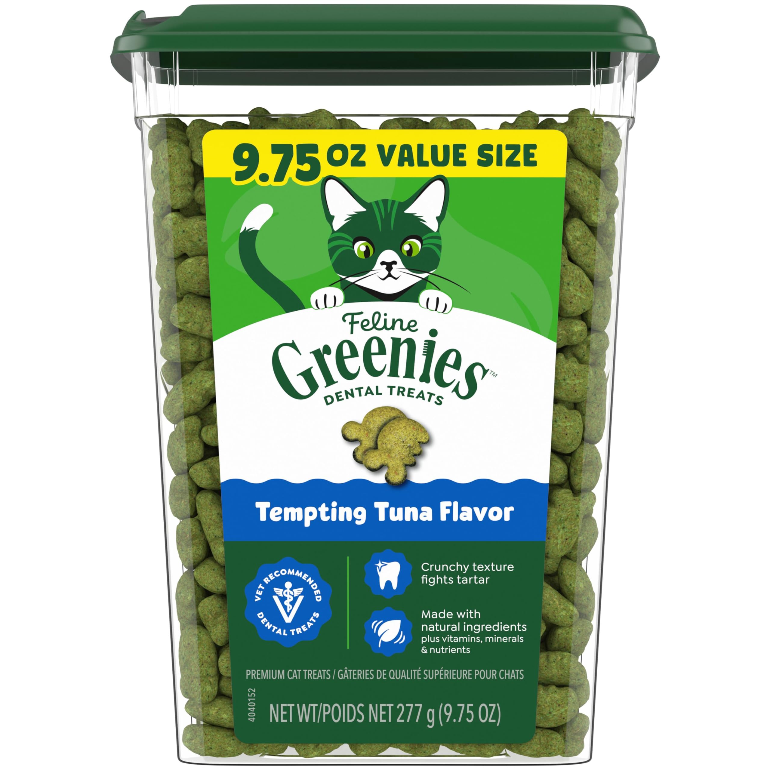 Feline GREENIES Dental Cat Treats, Tempting Tuna Flavor, 275g Tub