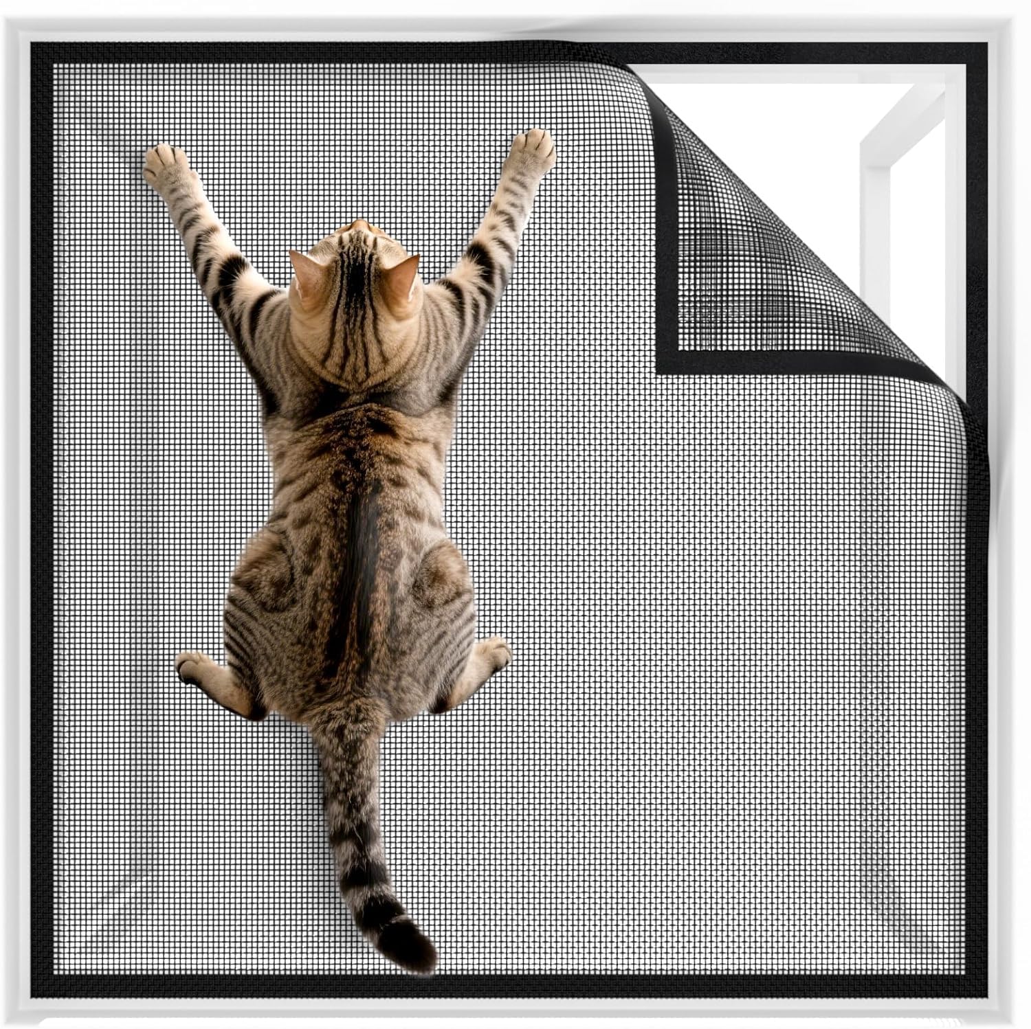 BKSAI Window Fly Screen, Cat Window Guard Screen, Strong Self-Adhesive Window Mesh Net for Cats, Pets Protection and Keep Bugs Out, Cats Window Protection, Indoor Cat Safety Netting