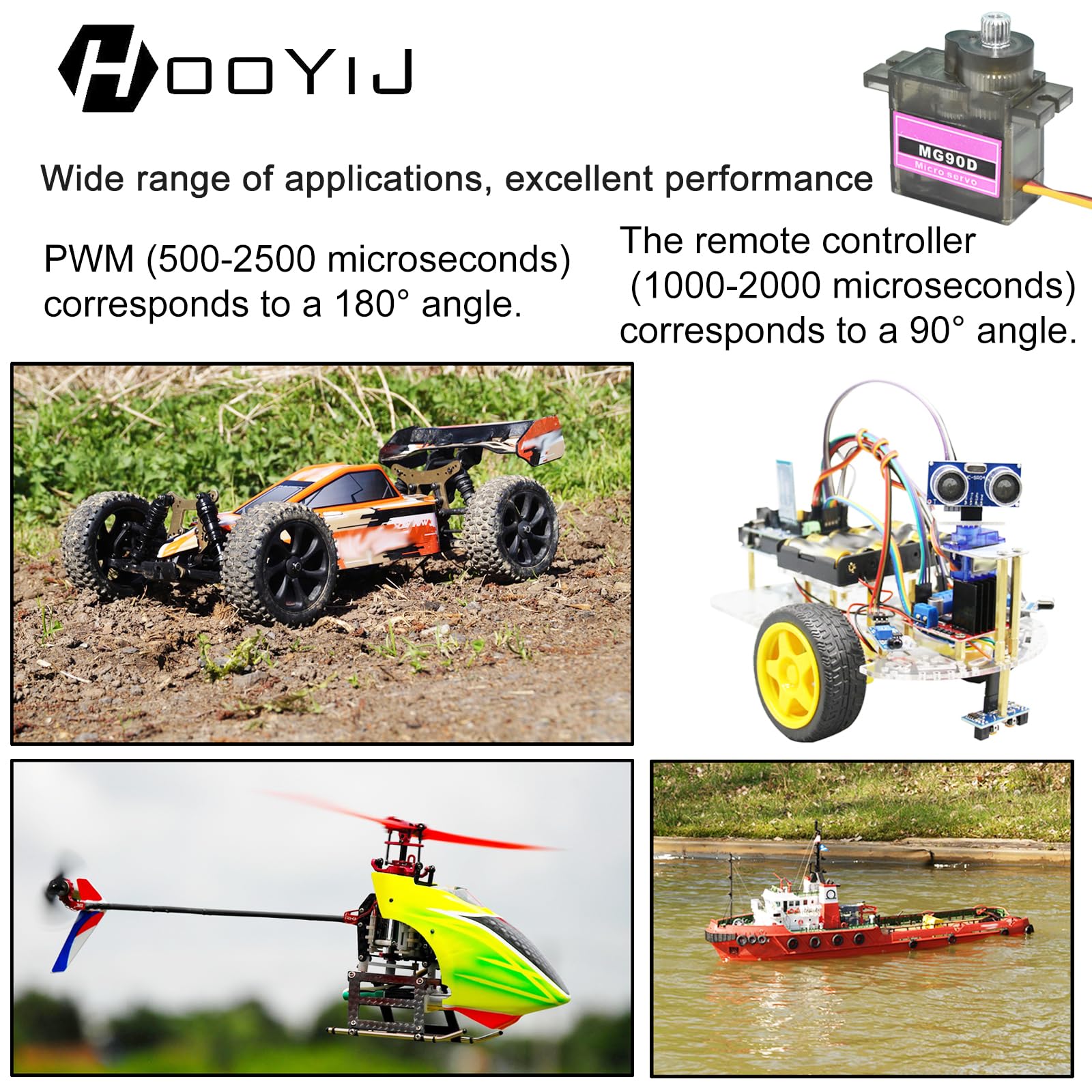 Confezione da 4 mini servomotori MG90D Full Metal Gear Digital Micro RC Servo Aggiornato SG90 per Arduino RC Smart Car Robot Arm 450 Aircraft Boat Progetti fai da te 180 gradi PWM500-2500