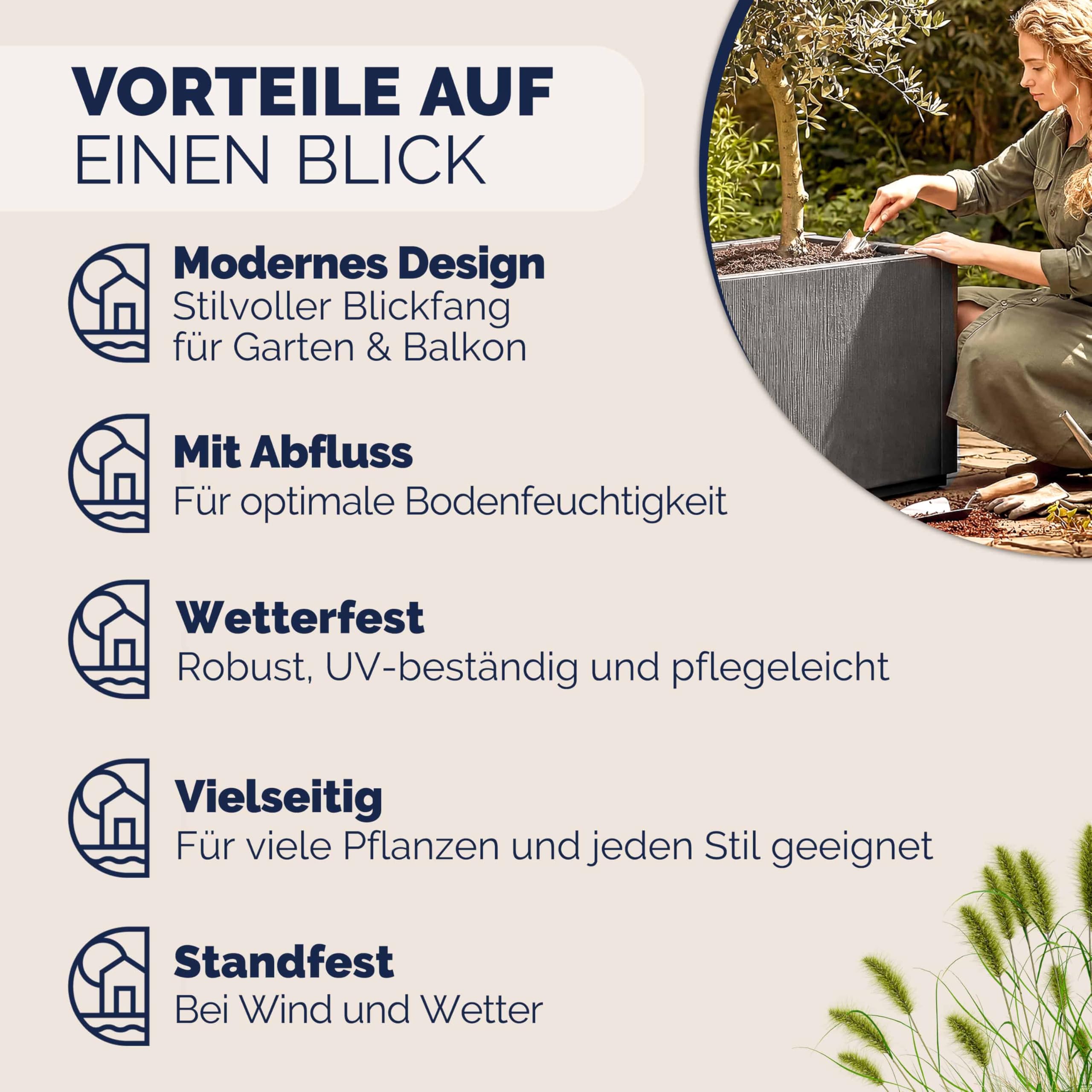 Casaria® 2X Blumenkasten 'Ethica' 80L 80x36x35cm Ablaufboden Kunststoff Winterfest Garten Pflanzkübel Übertopf Pflanzkasten Blumenkübel Anthrazit
