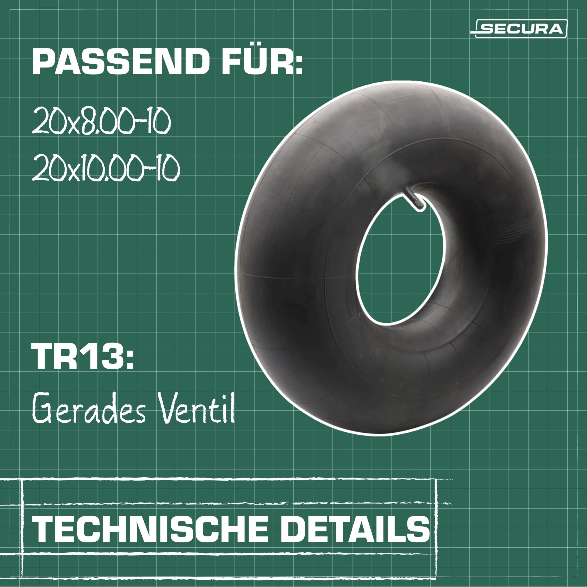 SECURA Schlauch 20x10.00-10 20x8.00-10 gerades Ventil TR13