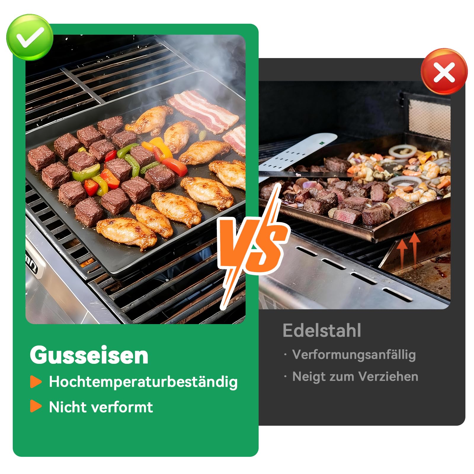 WELL GRILL Plancha en fonte 40 x 30 cm pour barbecue universel Enders Weber Landmann