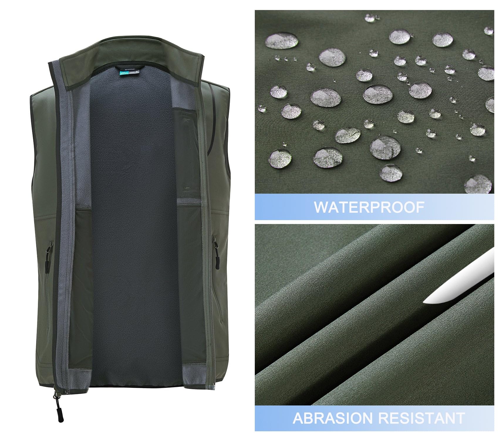 Willit Gilet da golf da uomo in pile per attività all'aperto, giacca invernale Softshell Outerwear senza maniche per escursionismo causale