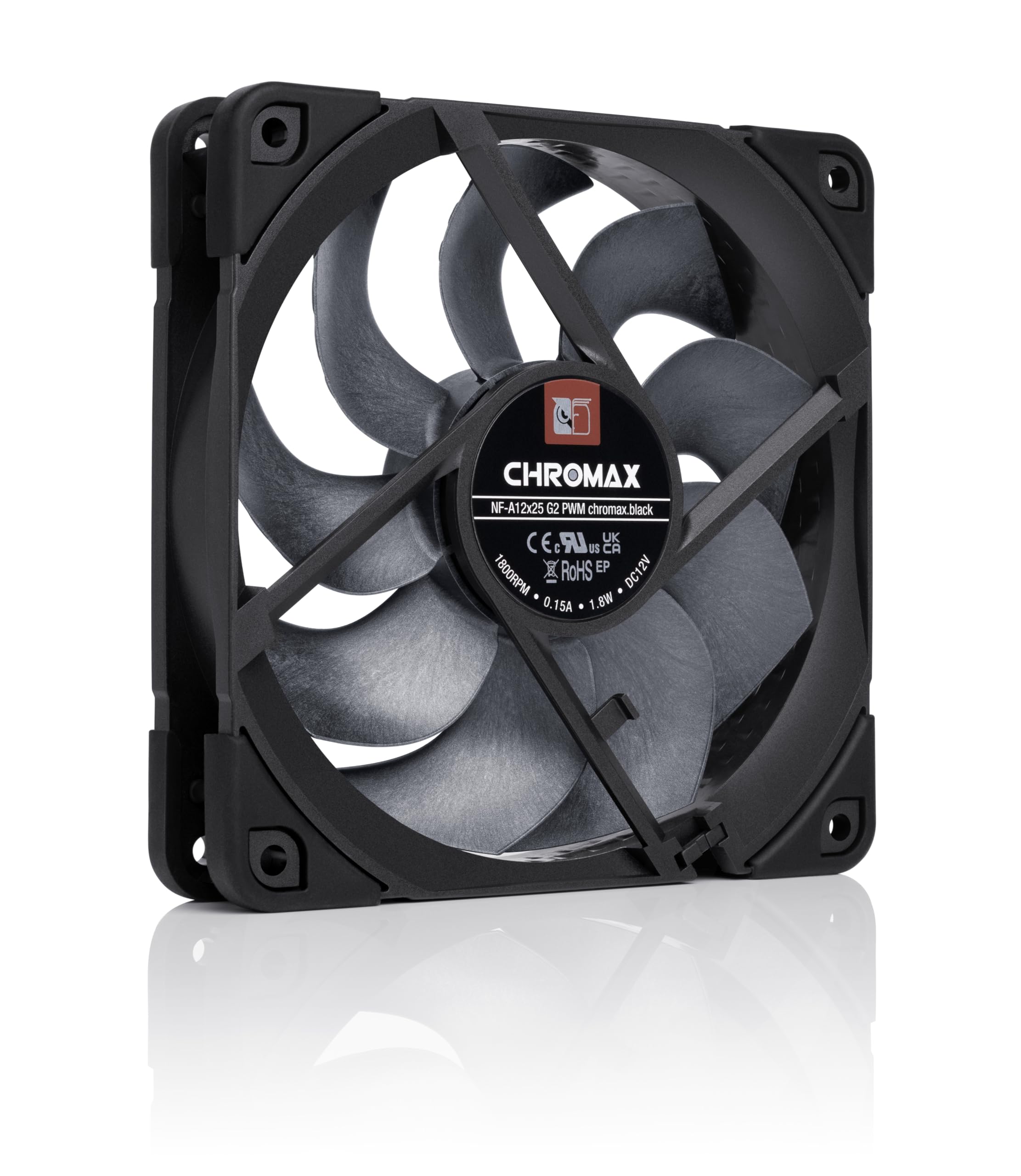 Noctua NF-A12x25 G2 PWM chromax.black, Ventilador para PC de 120mm, Silencioso, 4 Pines (Negro)