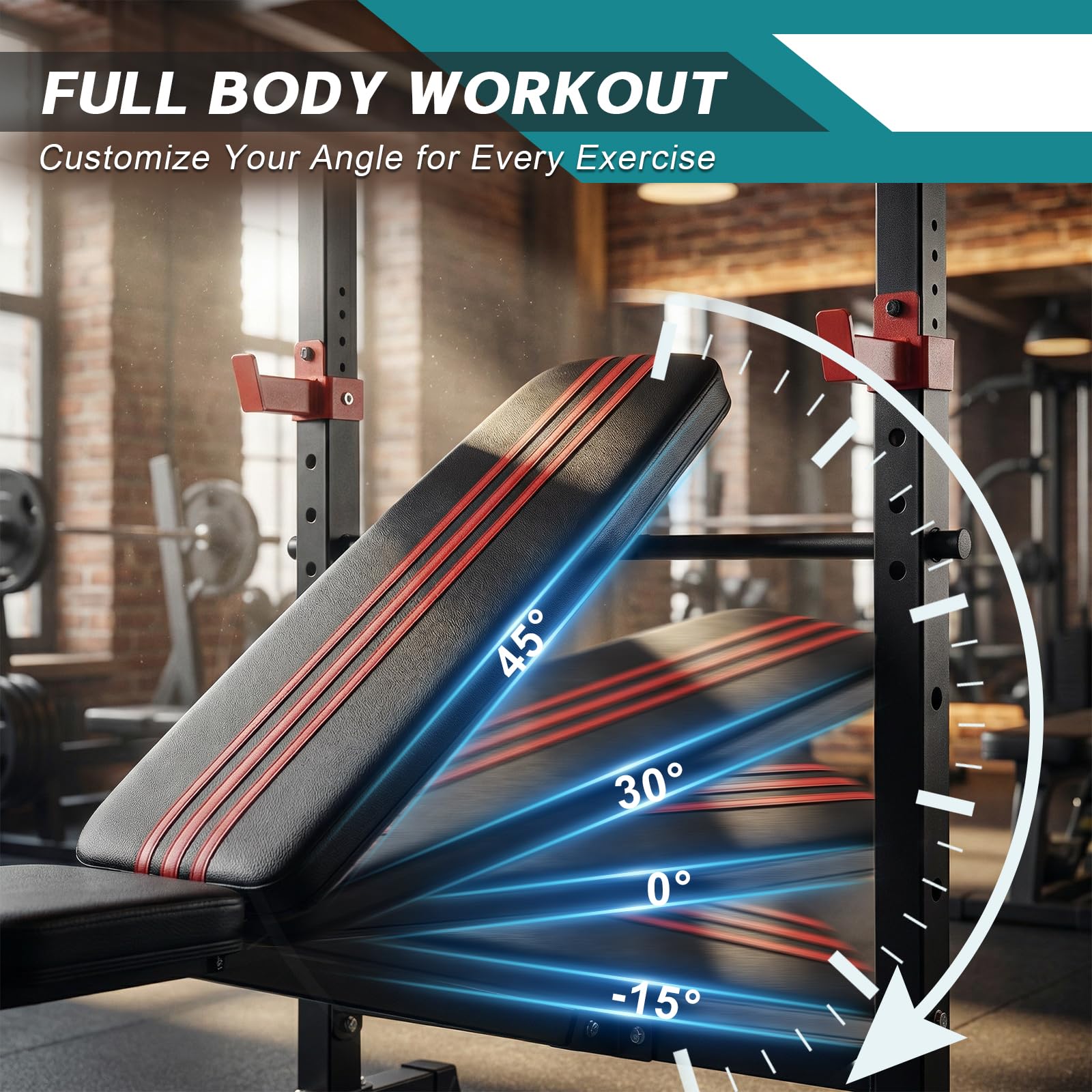 OLIXIS Adjustable Weight Bench Set with Rack, 650 LBS Capacity Heavy Duty Foldable Bench Press Set with Leg Extension Curl, Easy Assembly Strength Training Workout Set for Garage, Home, Gym