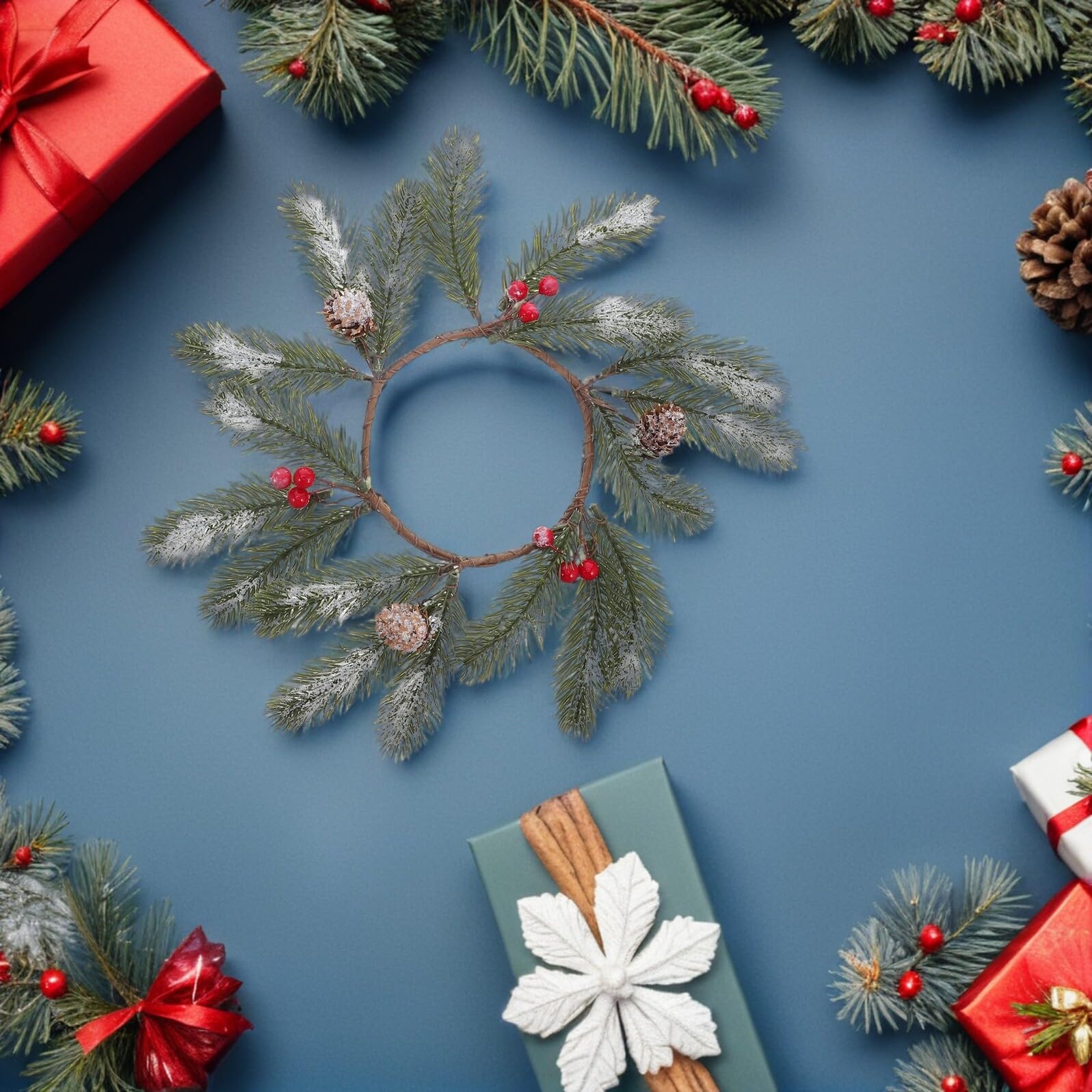 4piezas Guirnalda de Decoración Navideña Guirnalda de Velas Navideñas para Centro de Mesa Soporte para Velas de Pilar Navideñas para Decoración de Ventana y Cocina