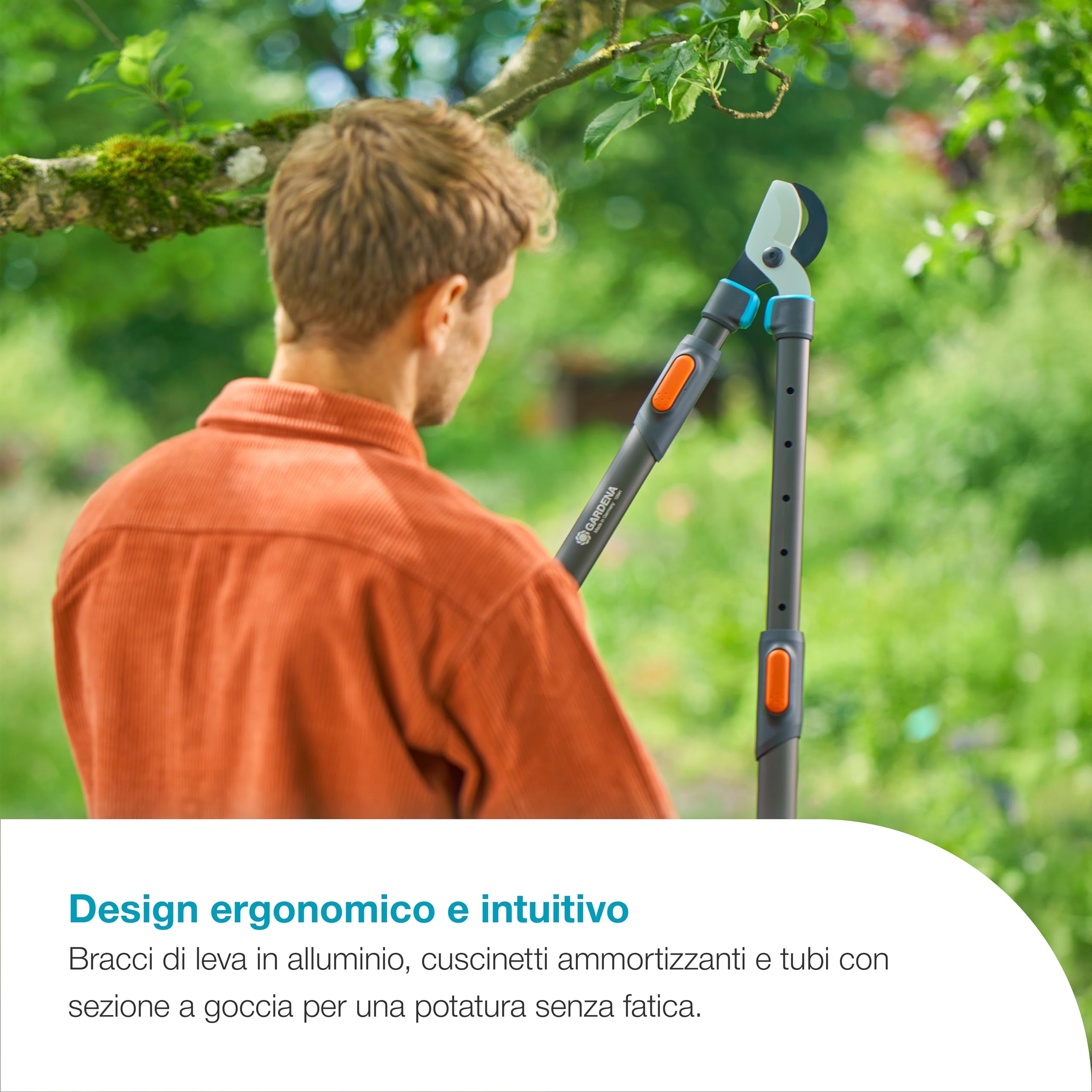 Gardena TeleCut Pro L, cesoie telescopiche per rami per legno fresco fino a 50 mm, estensibili fino a 900 mm, lame rettificate di precisione, PowerCoating per tagli puliti (12041-88)