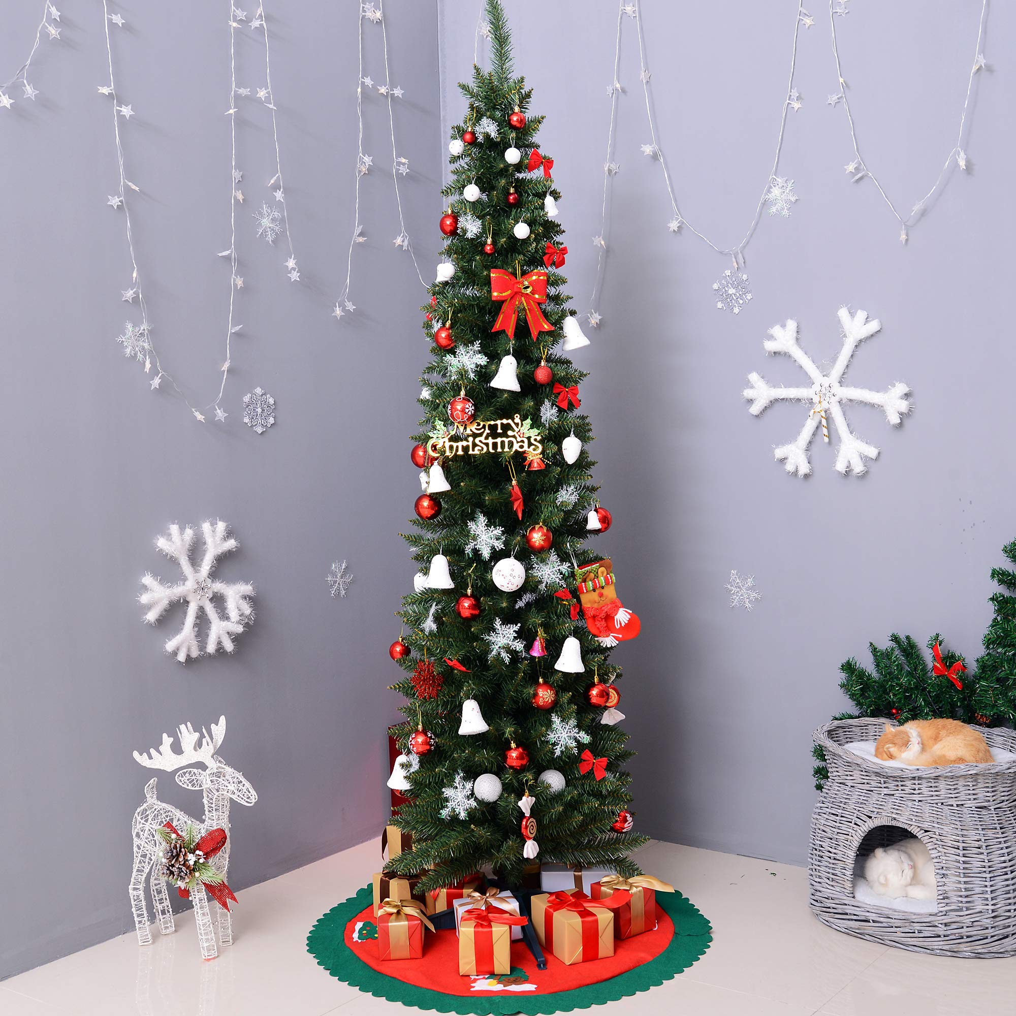 HOMCOM Künstlicher Weihnachtsbaum 210 cm mit 499 Spitzen für Drinnen Grün