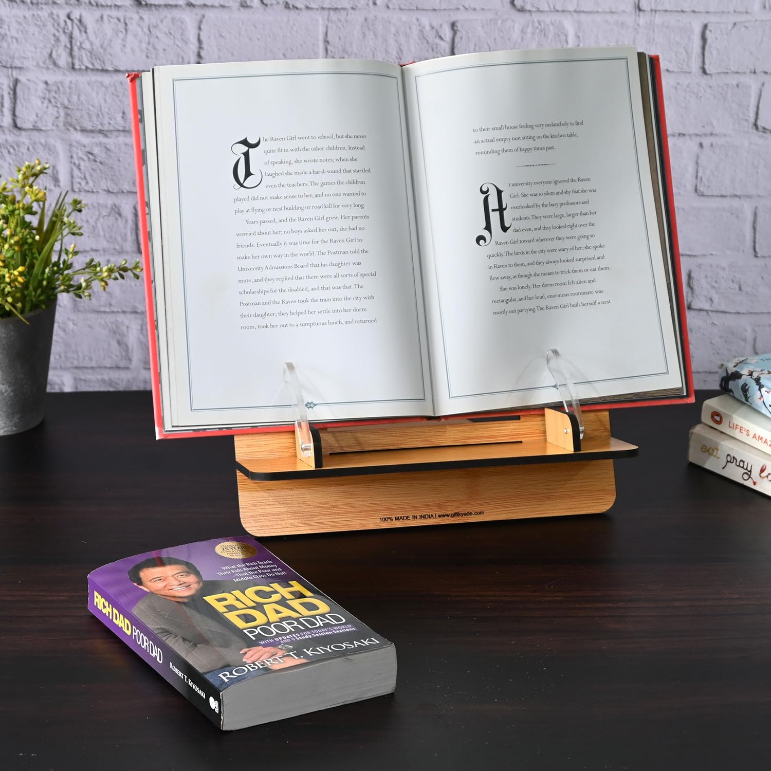 GKD Book Reading Stand Desk Accessories for Adjustable Reading Angles Compatible with All Size Books, Tablet and Mobile All in one Book Holder for Reading (Made in India Eco Friendly) Bamboo GKD Book Reading Stand Desk Accessories for Adjustable Reading Angles Compatible with All Size Books, Tablet and Mobile All in one Book Holder for Reading (Made in India Eco Friendly) Bamboo