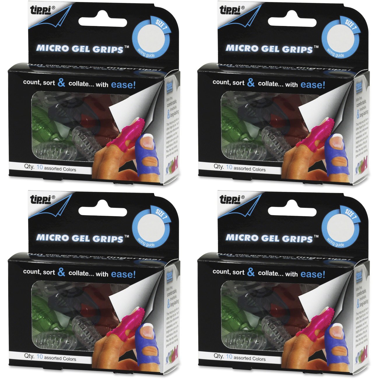 Lee Tippi Micro Gel Fingertip Grips Size 7 Medium (S61070), Sold as 4 Pack, 40 Count Total