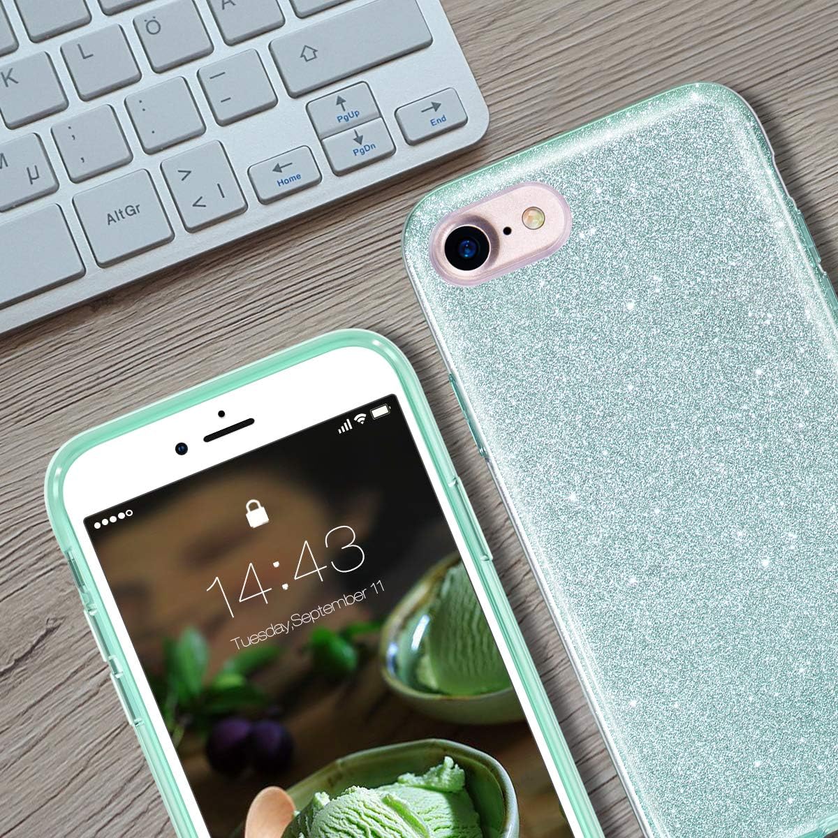 MATEPROX Compatible with iPhone Se 2022 case,iPhone SE 2020 case, iPhone 8 case,iPhone 7 Glitter Bling Sparkle Cute Girls Women Protective Case for iPhone 7/8/SE (Green) - Image 5