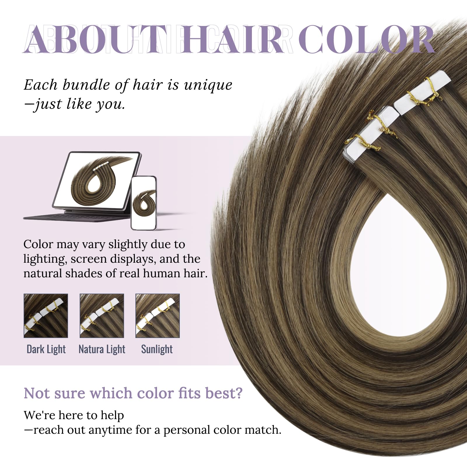 Fshine Virgin Extension per capelli veri, colore marrone scuro con biondo oro, 45 cm, 12,5 g, 5 pezzi, colore BM