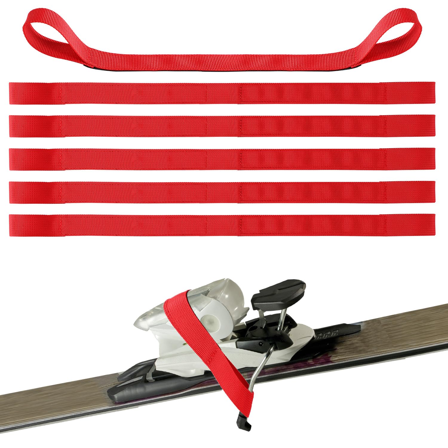 lasuroa 6pcs Ski Brake Retainer Straps, Durable Nylon Binding Brake Retainer Bands Snowboard Brake Bands Retainers Easy To Install And Dissemble Practical Accessories for Outdoor Sports(Red)