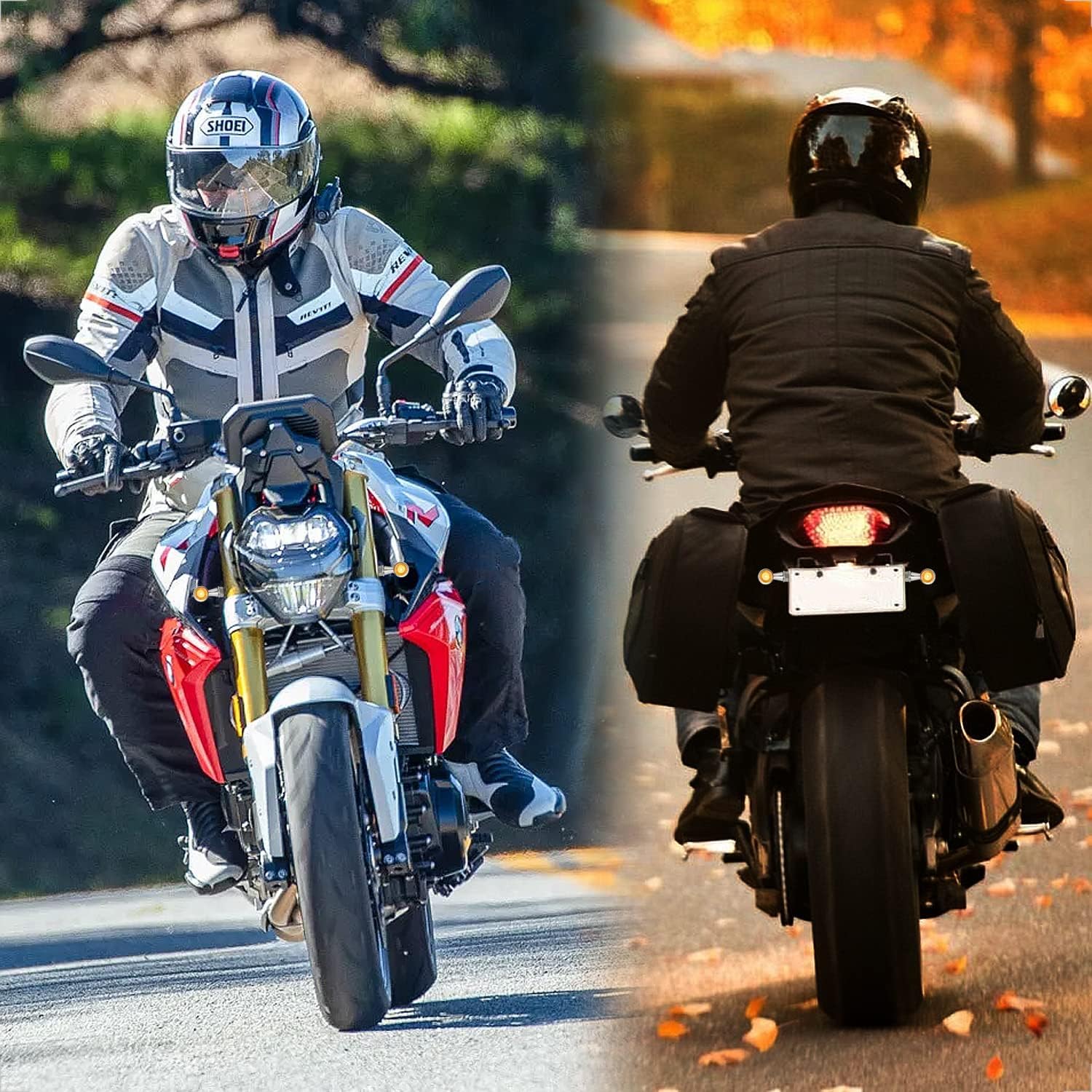 Evermotor Frecce Moto LED 12V – Mini Indicatori Rettangolari Omologati E24, IP67 Impermeabili, Set 4 Pezzi Con Cavo 400 Mm!