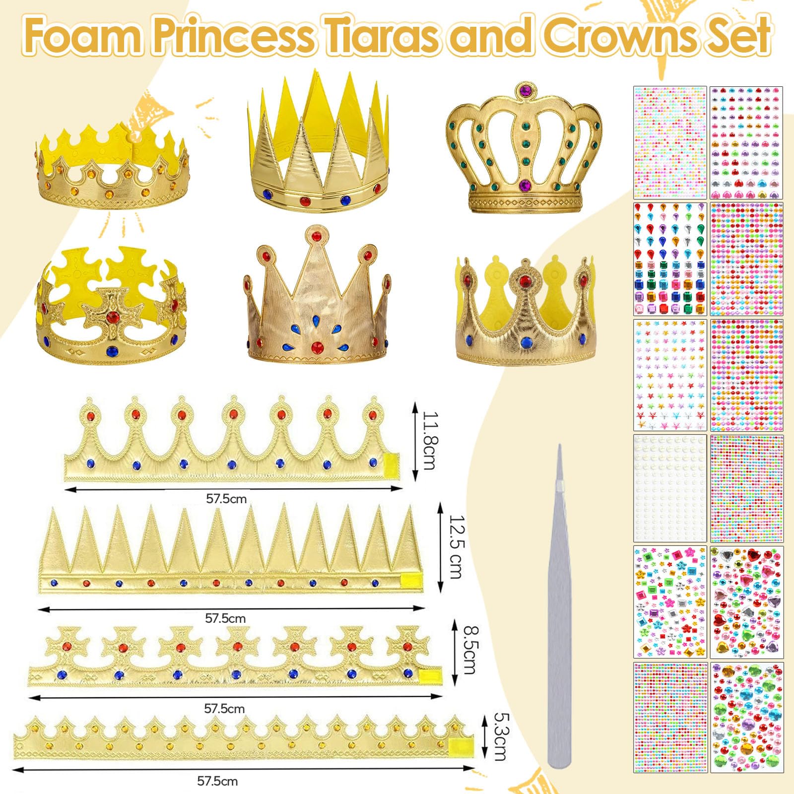 24pcs Foam Princess Tiaras and Crowns Set - Image 4