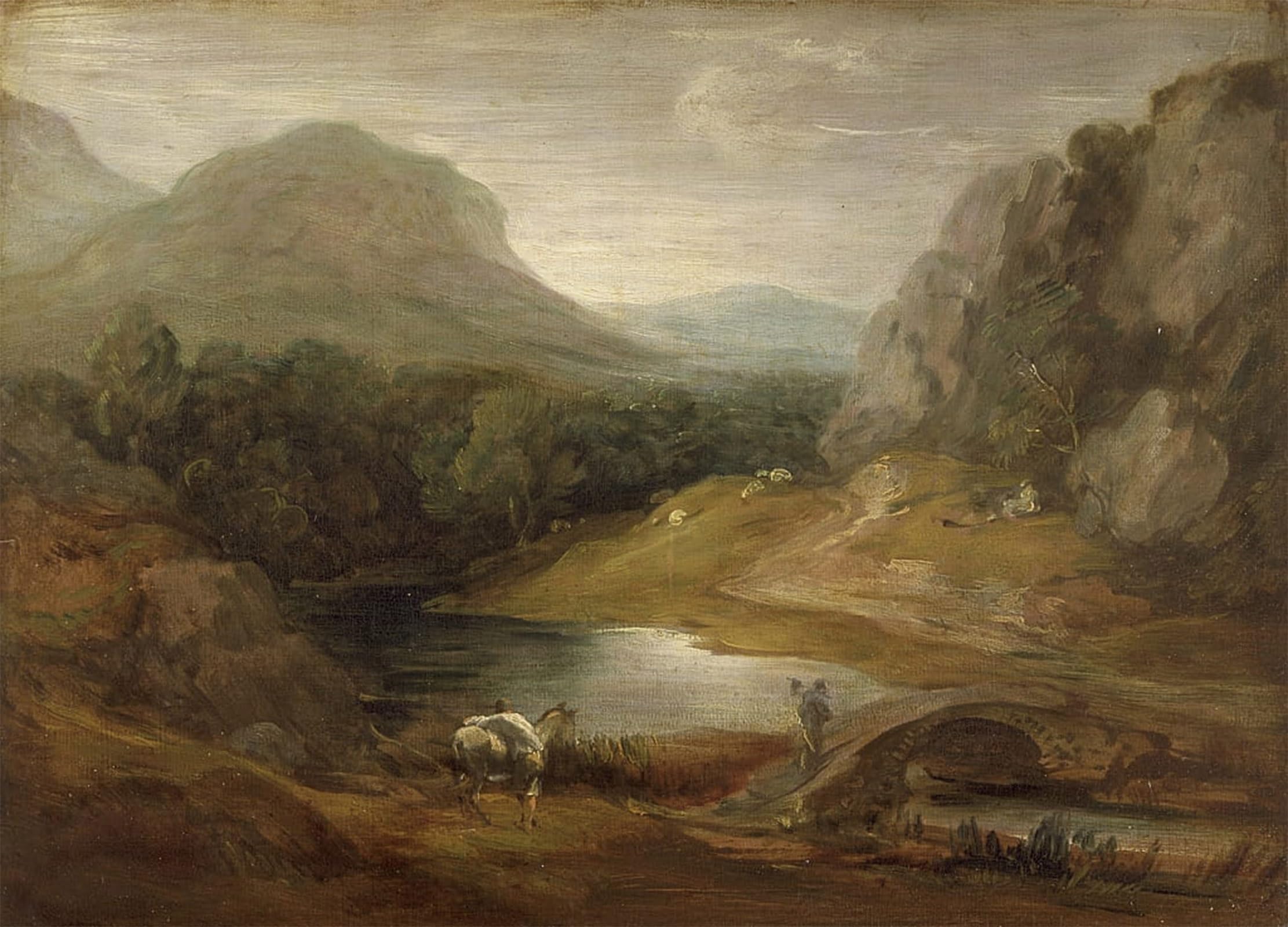 POSTERIIk Vintage Art Print Images Pictures Print Landscape with a Bridge by Gainsborough Modern Colour Posters for Office Home Decor 60x90cm