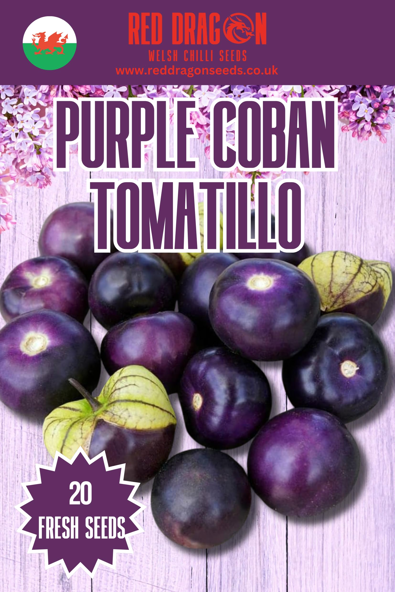 Exotic & Unusual Fruit Seeds – Tomatillo, Cape Gooseberry, Cucamelon & Horned Melon (Purple Coban Tomatillo)
