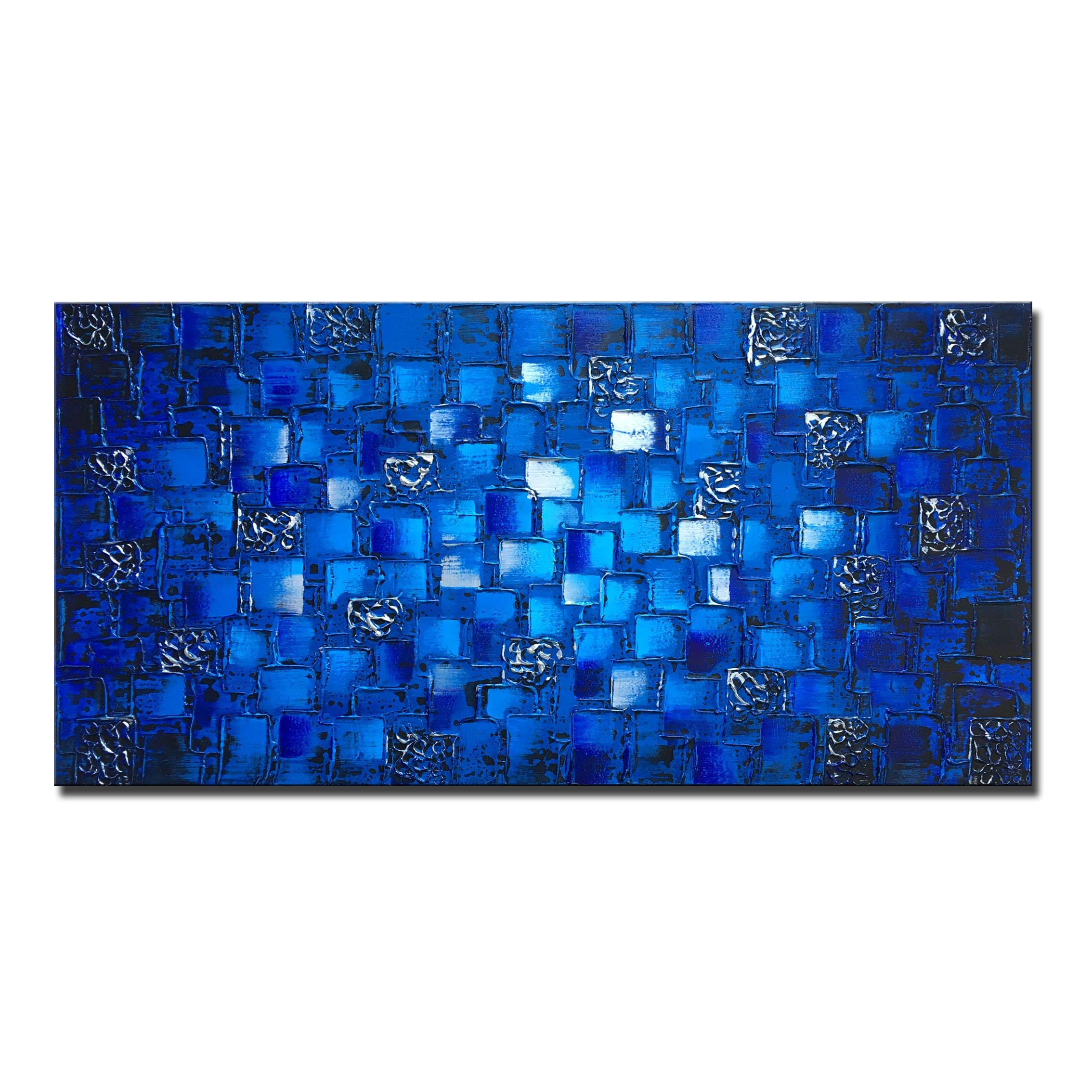 Textured Abstract Squares Canvas Wall Art 2 60x30 inch