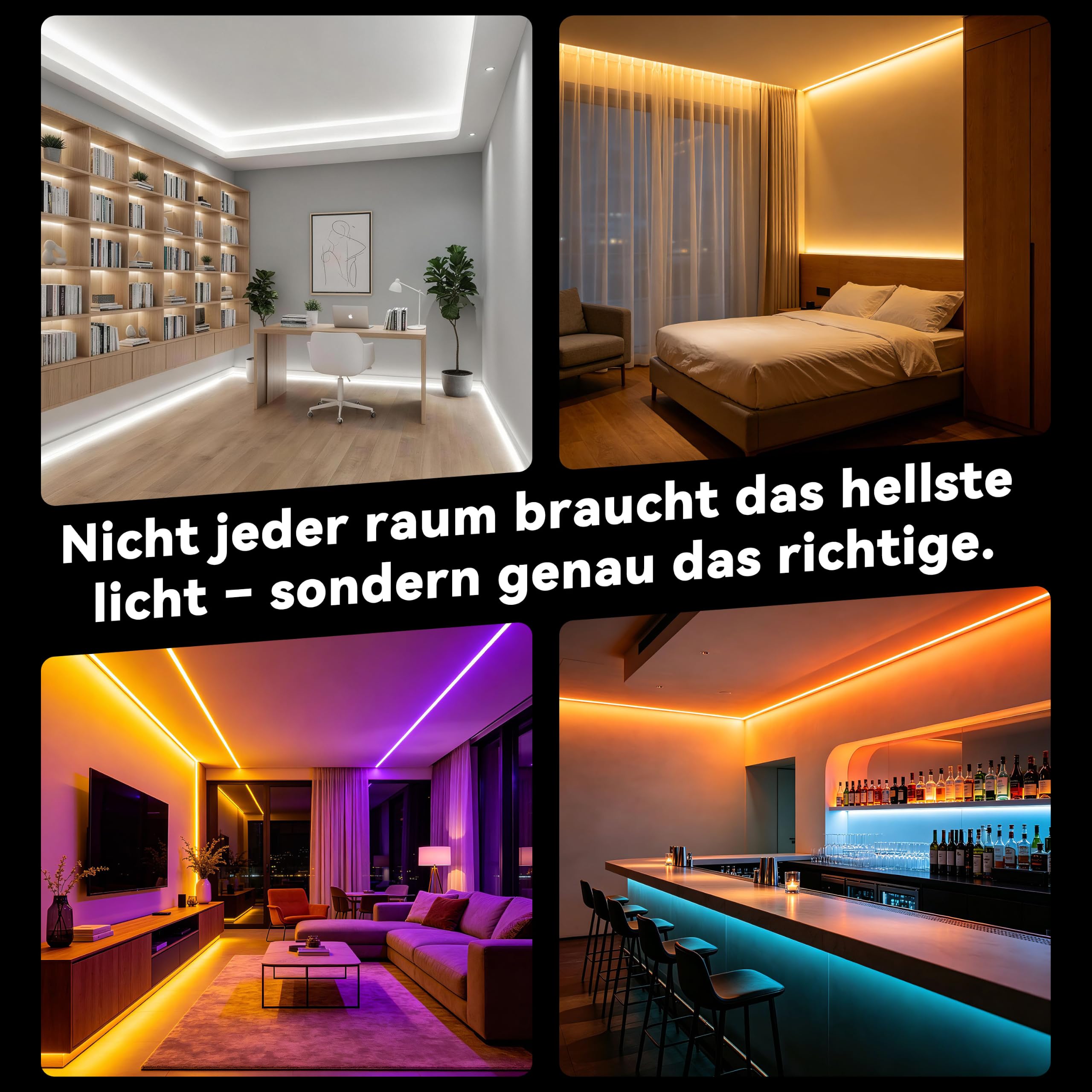 OULARA Smart RGBCCT COB LED Streifen 6M,Dimmbar RGB+WW/CW 2700K-6500K 24V LED Strip Kit LED Band mit APP Steuerung/RF Fernbedienung und Netzteil,Gruppen Kontrolle,Musik Modus für DIY Home Dekor