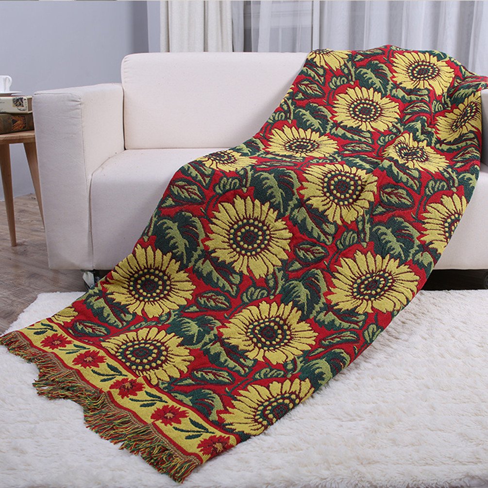 Amazon.com: Red Sunflower Throw Blanket Tassels Tapestry