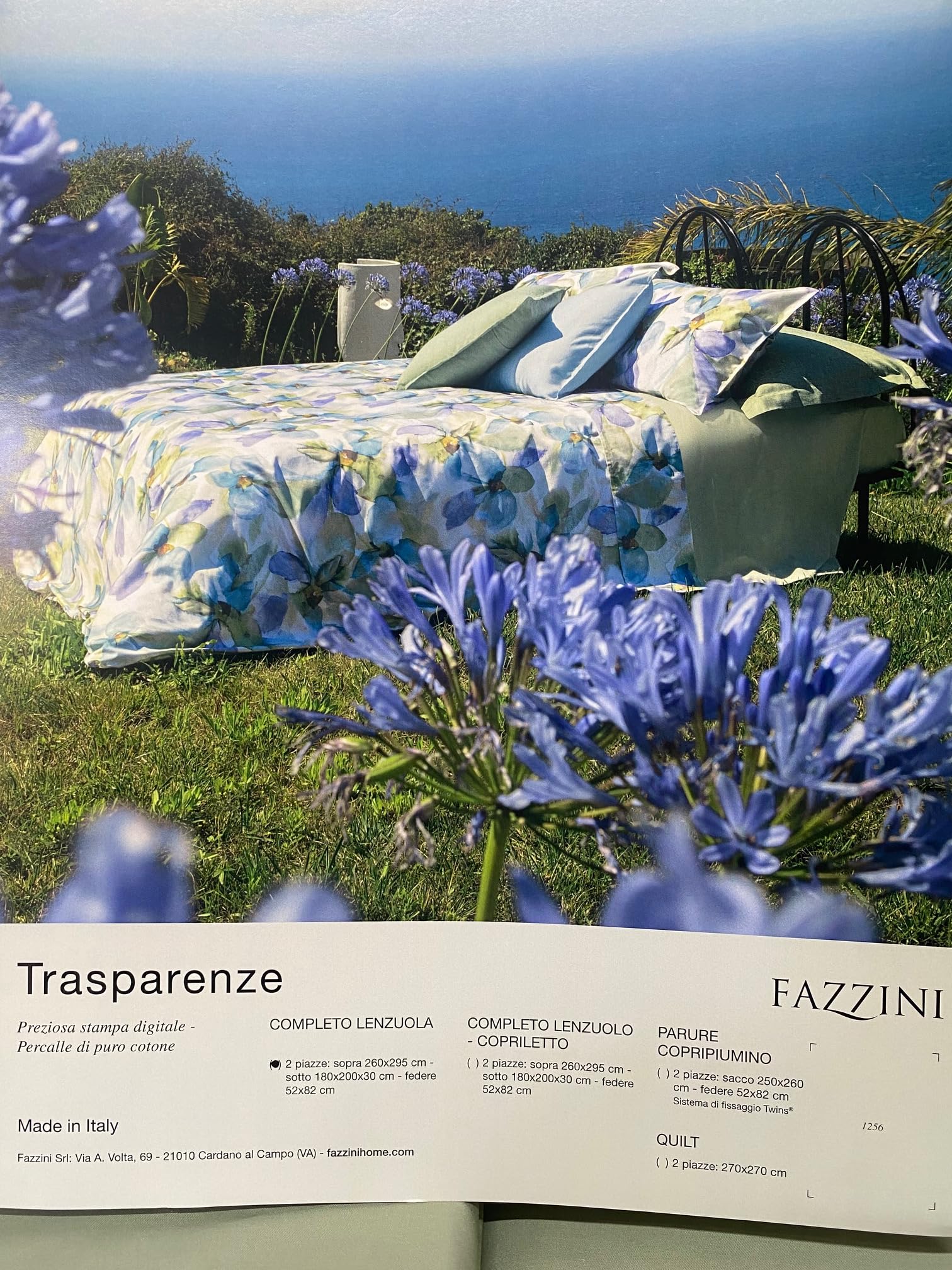 Fazzini Coppia di federe a 4 volanini in Puro Percalle di Cotone 200 TC altissima qualità Art. Arianna cm. 52x82 (Zaffiro AC