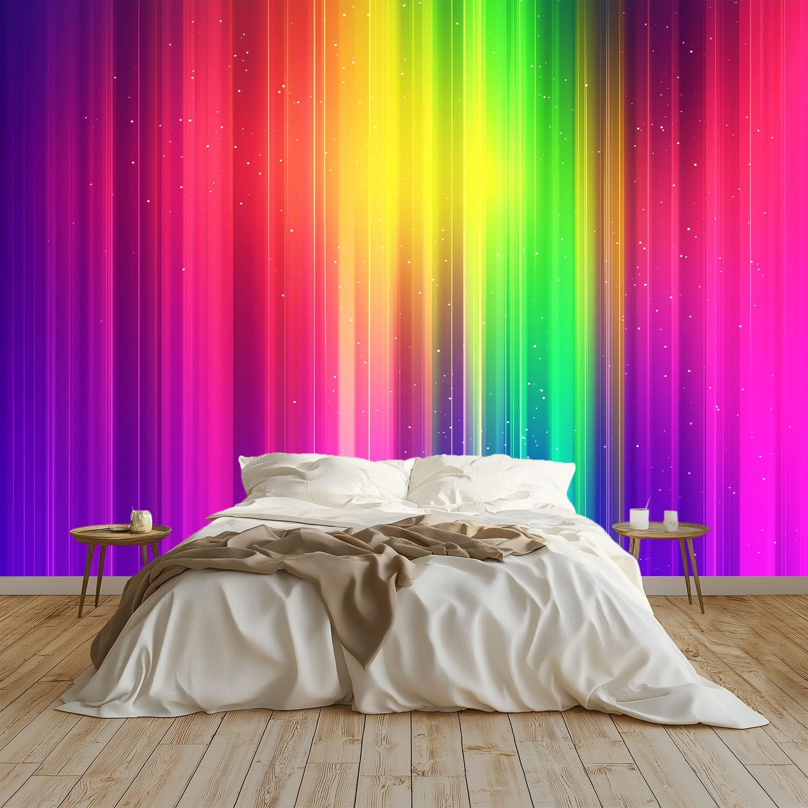Tapeta Dream Rainbow Stripes Fototapety, kolorowa sztuka ścienna fototapeta, 400 x 280 cm (szer. x wys.) panoramiczny mural sztuka ścienna do salonu sypialni pokoju dziecięcego korytarza