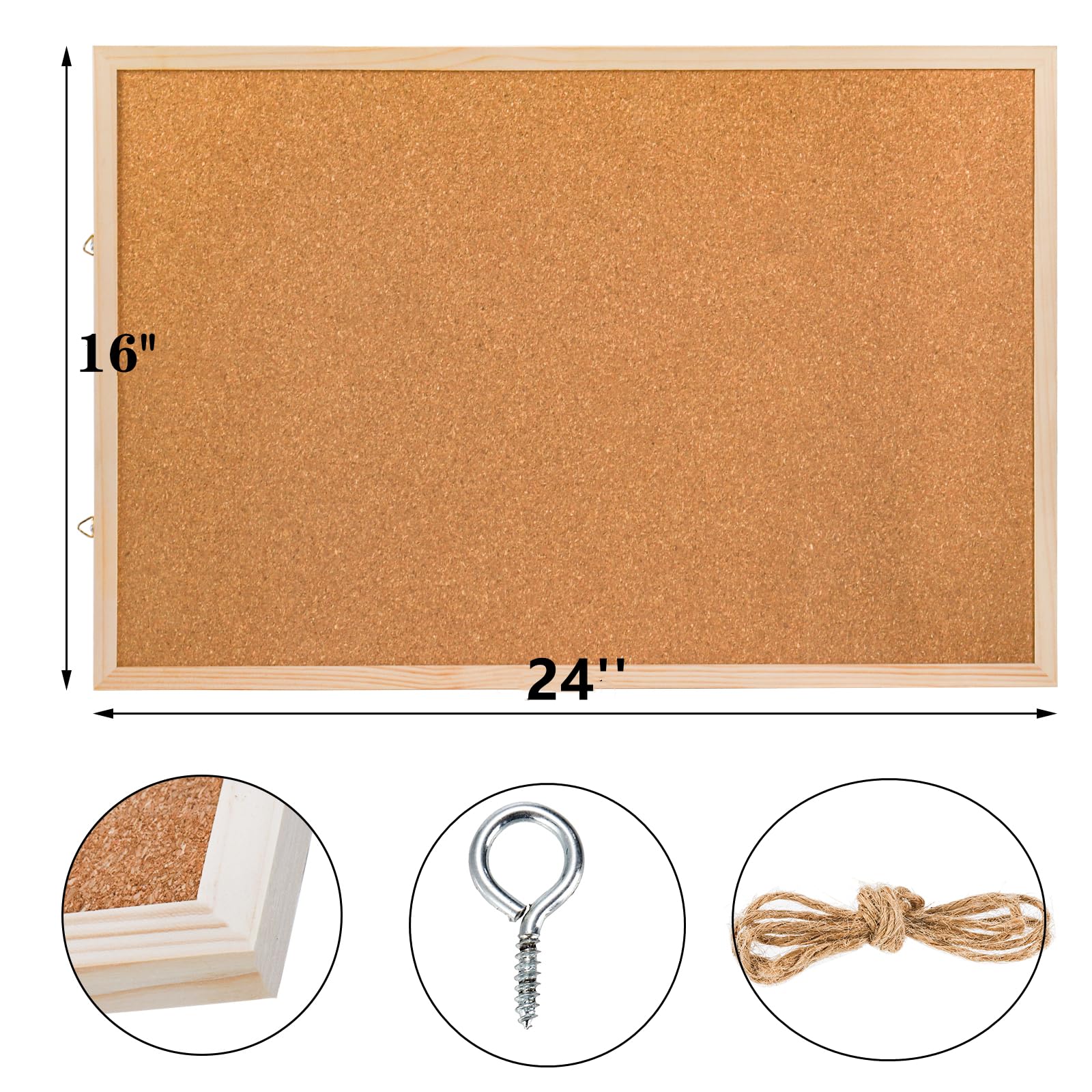 Lyellfe Korktafeln für Wände mit Rahmen, 60 cm L x 40 cm B, dicker Holzrahmen, Pinnwand mit Reißzwecken für Büro, Schule, Nachrichtenbrett, Heimdekoration