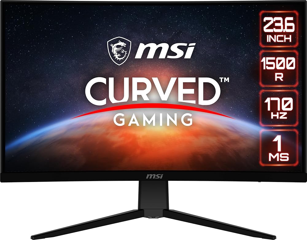 MSI Full HD FreeSync Gaming Monitor 24" Curved Non-Glare 1ms LED Wide Screen 1920 x 1080 144Hz Refresh Rate - View 1
