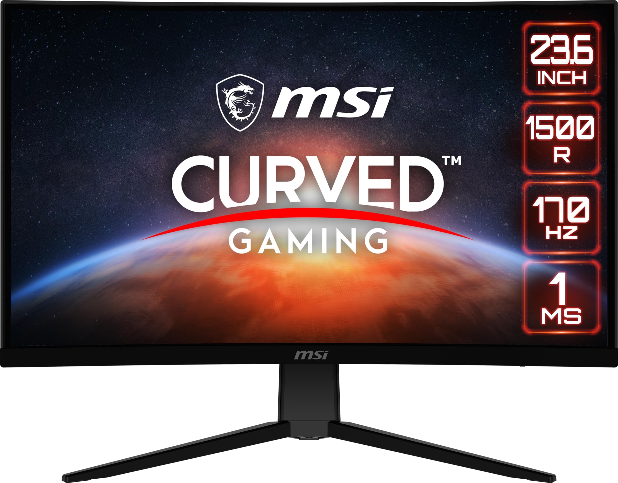 MSI G2422C, 24 Curved Gaming Monitor, 1920 x 1080 (FHD), VA, 1 ms, 170 Hz, FreeSync Premium, HDMI, DP Port, Tilt