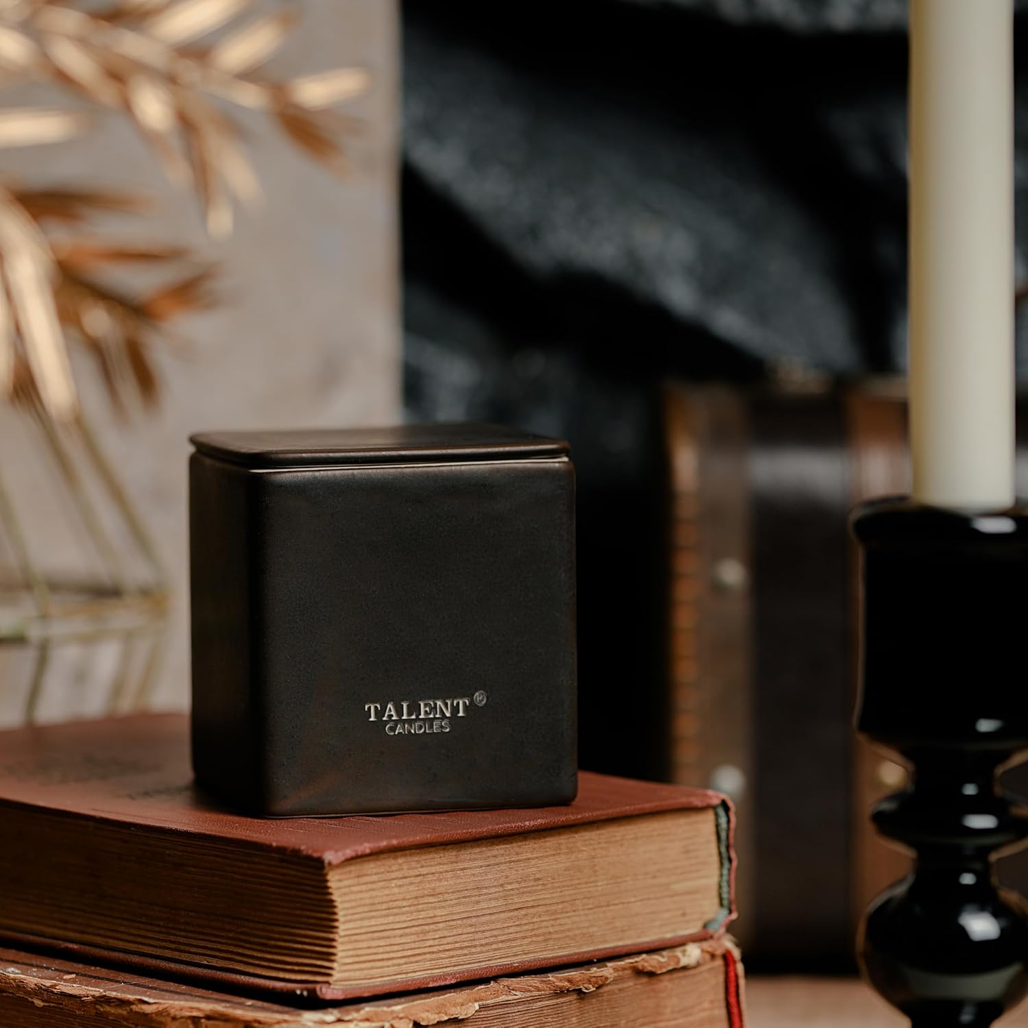 Candles for Home Scented, Modern Rustic Ceramic Candle Jar, Soy Candles Non Toxic in Elegant Ceramic Jar, Dark Leather & Oud - Image 7