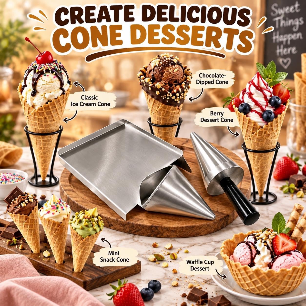 Moldeador De Conos De Helado, Fabricante De Conos Enrollables A Mano