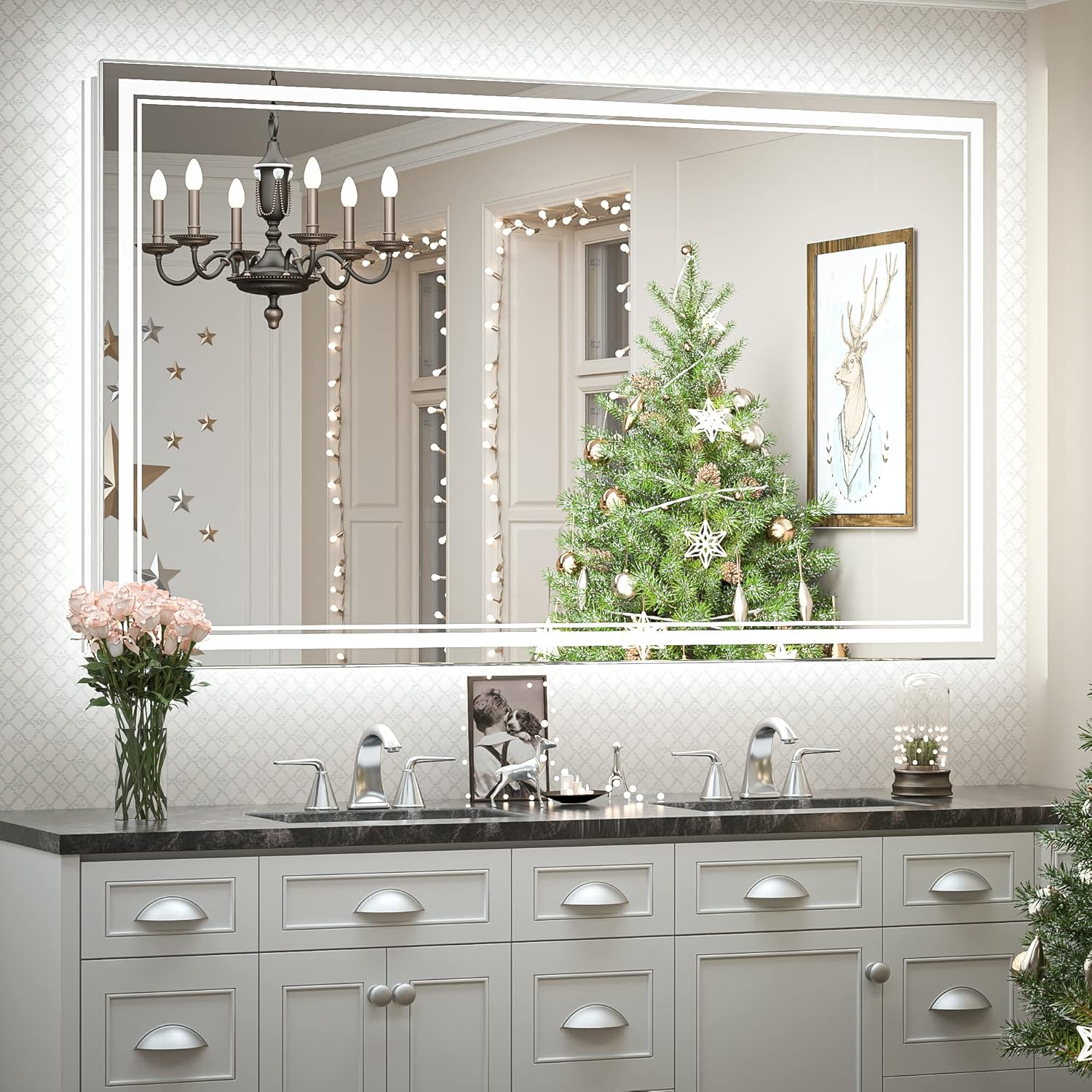 TokeShimi 60x36 Inch Bathroom LED Mirror Front Lighted