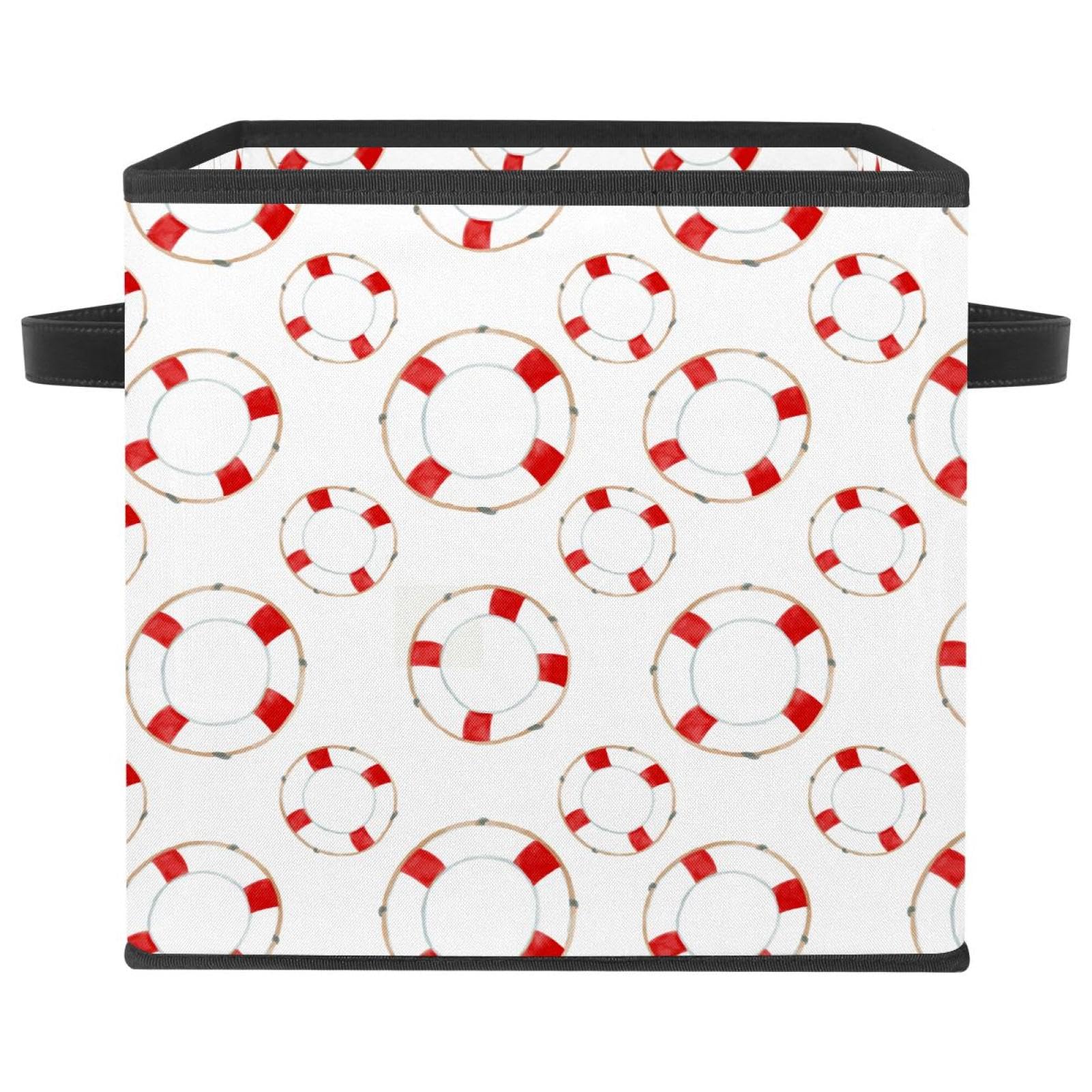 Boîte de rangement pliable avec poignées solides et motif bouée rouge originale